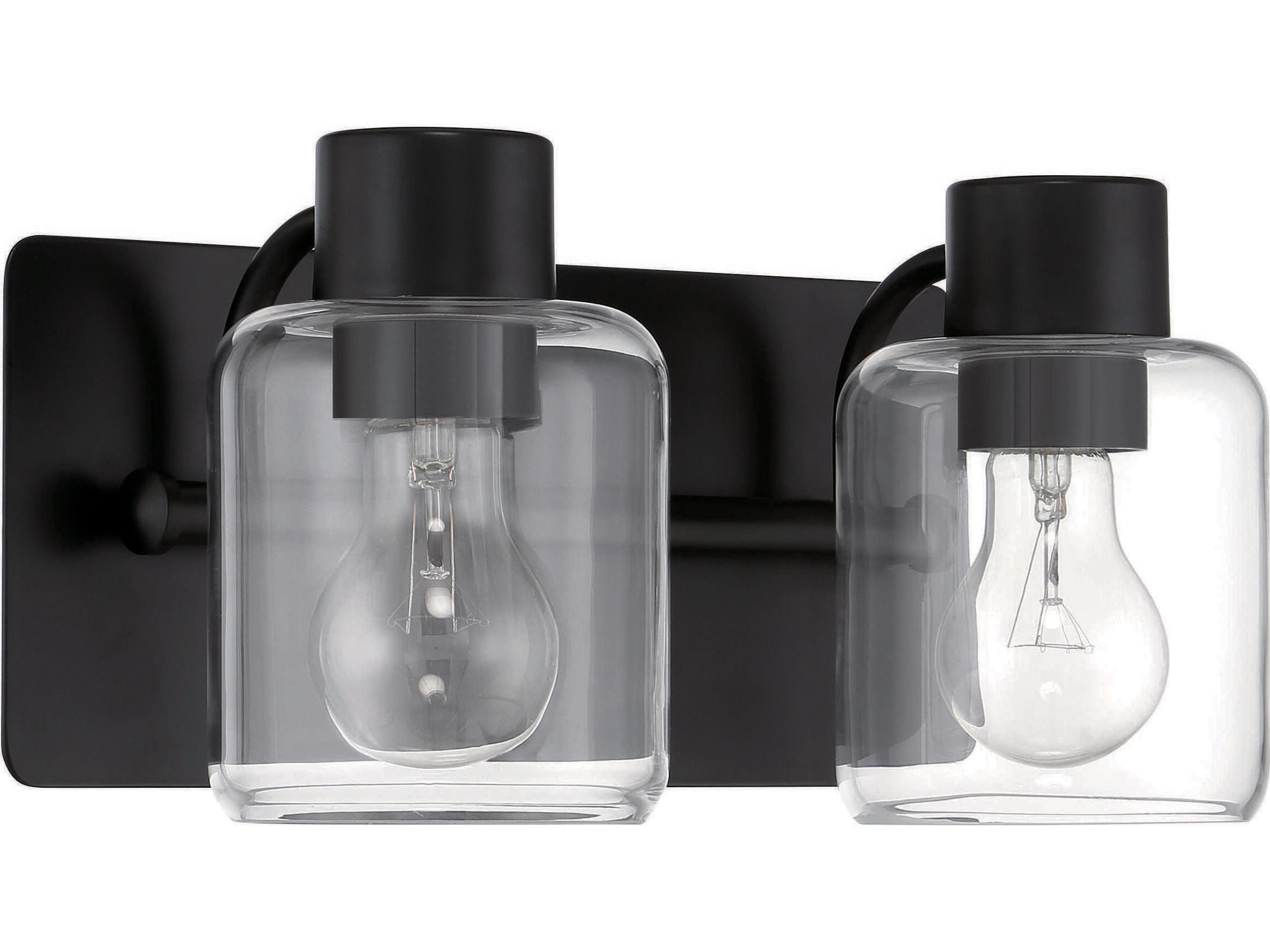 Rori 2-Light Flat Black Vanity Light