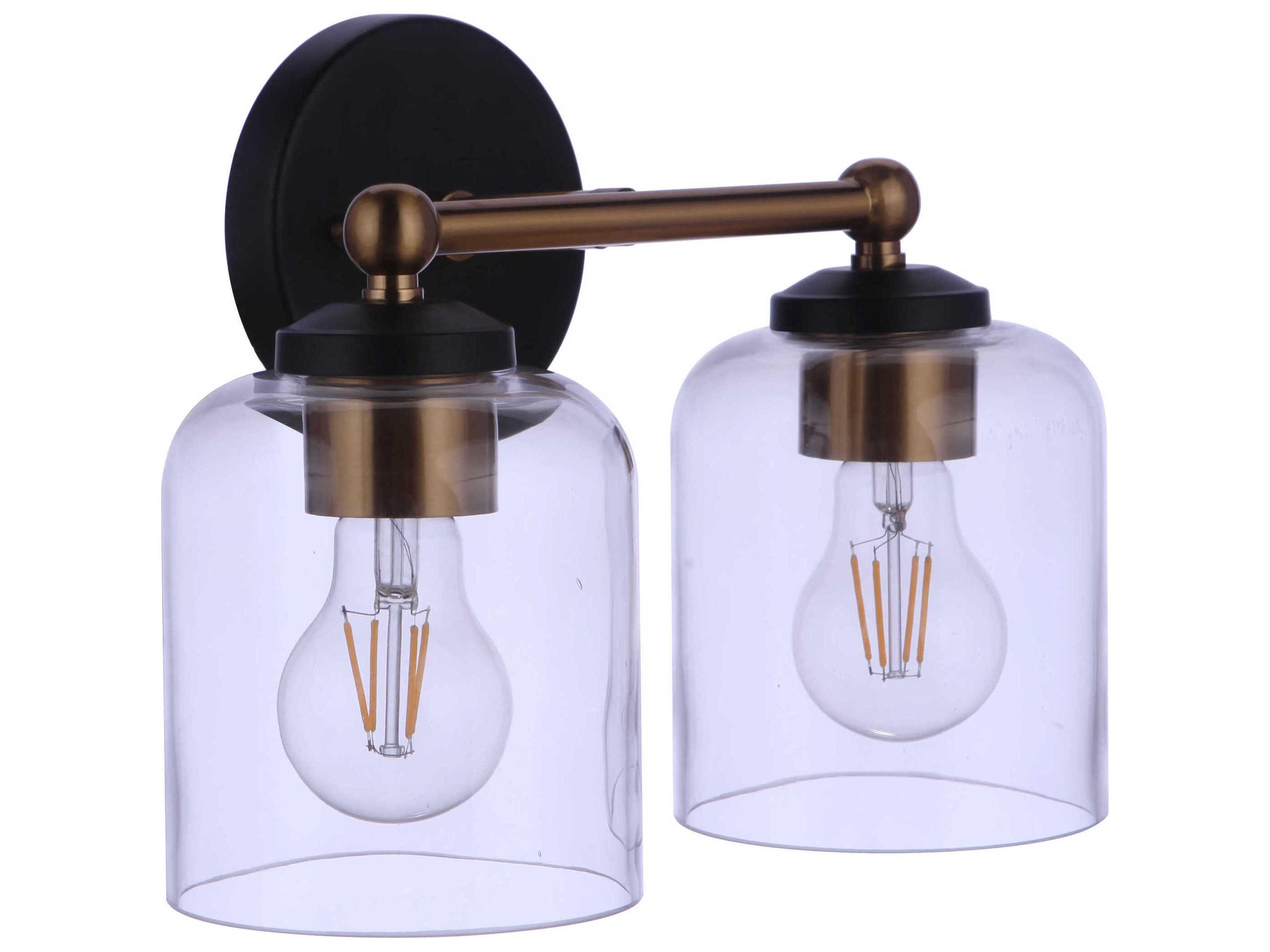 Coppa 2-Light Flat Black Satin Brass Vanity Light