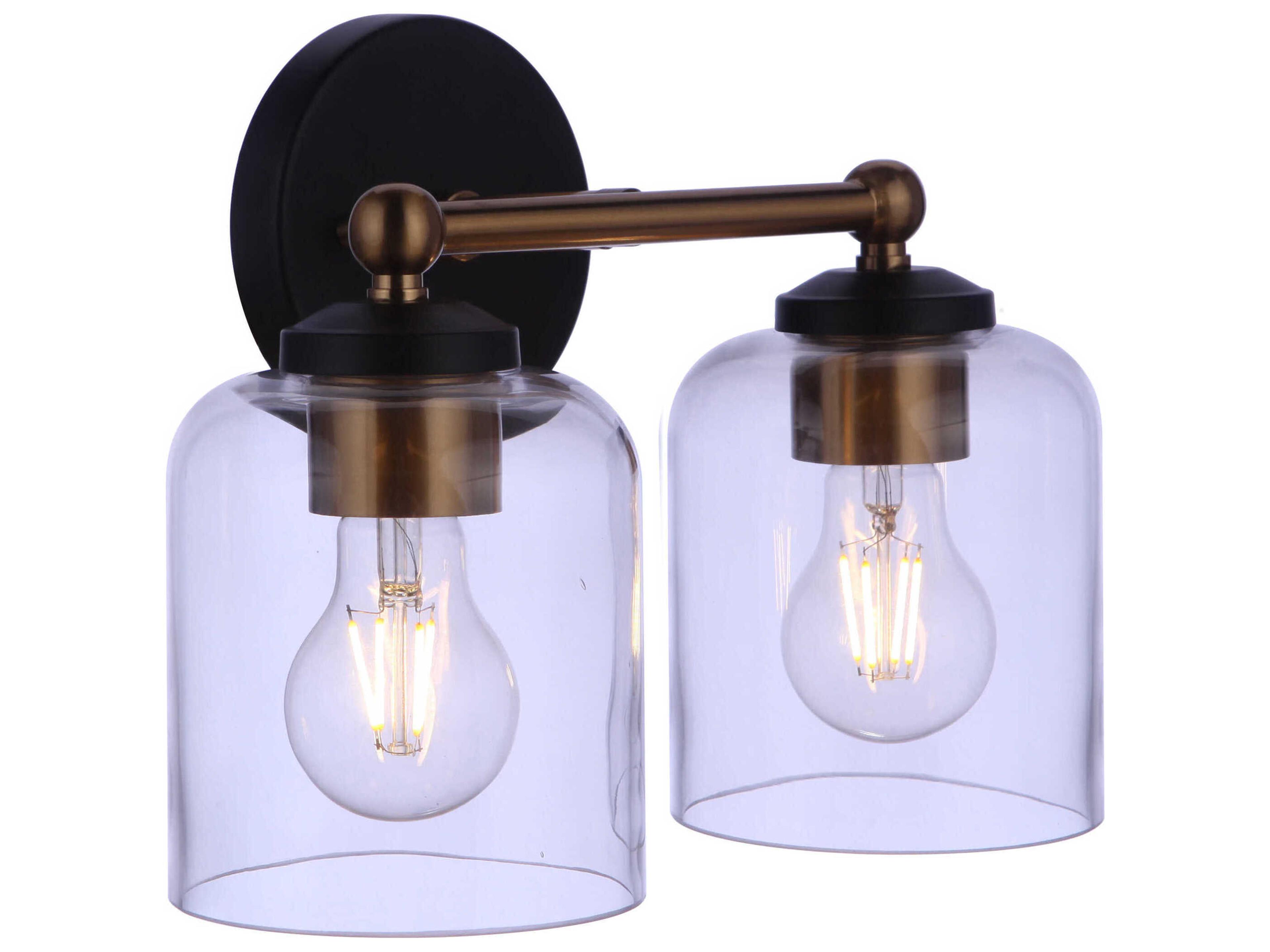 Craftmade Coppa 2-Light Flat Black Satin Brass Vanity Light