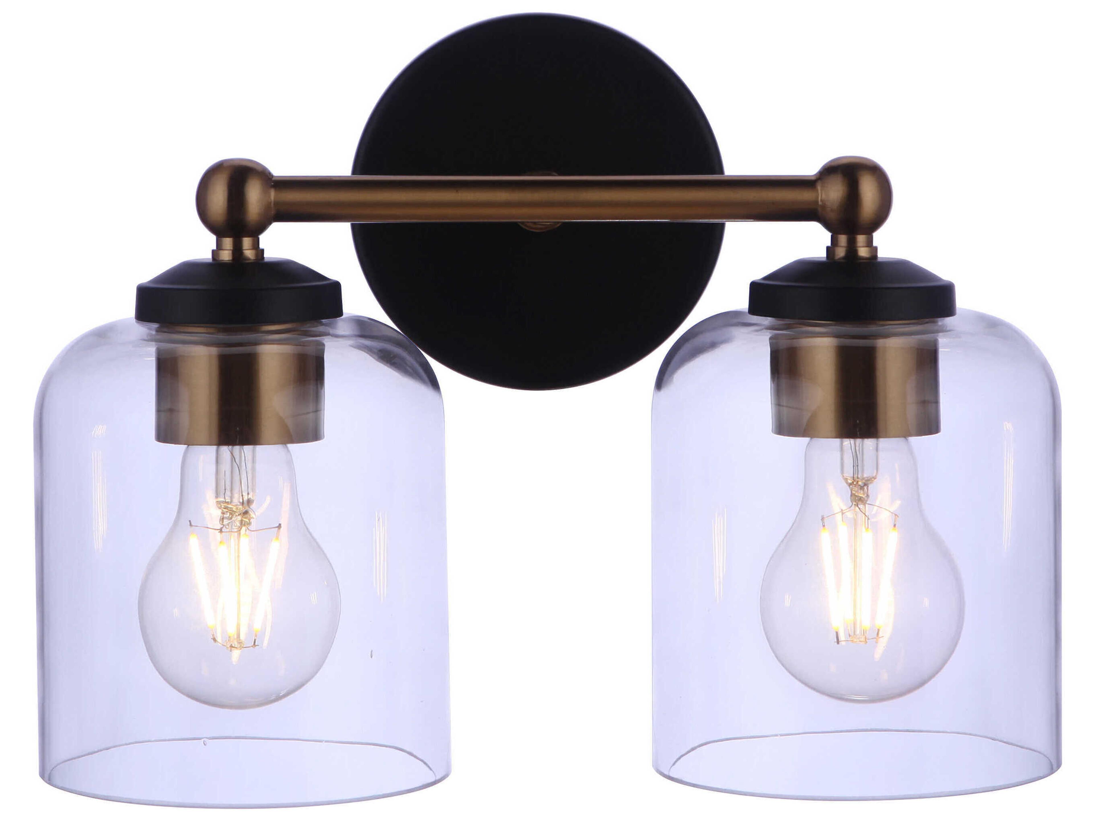 Craftmade Coppa 2-Light Flat Black Satin Brass Vanity Light