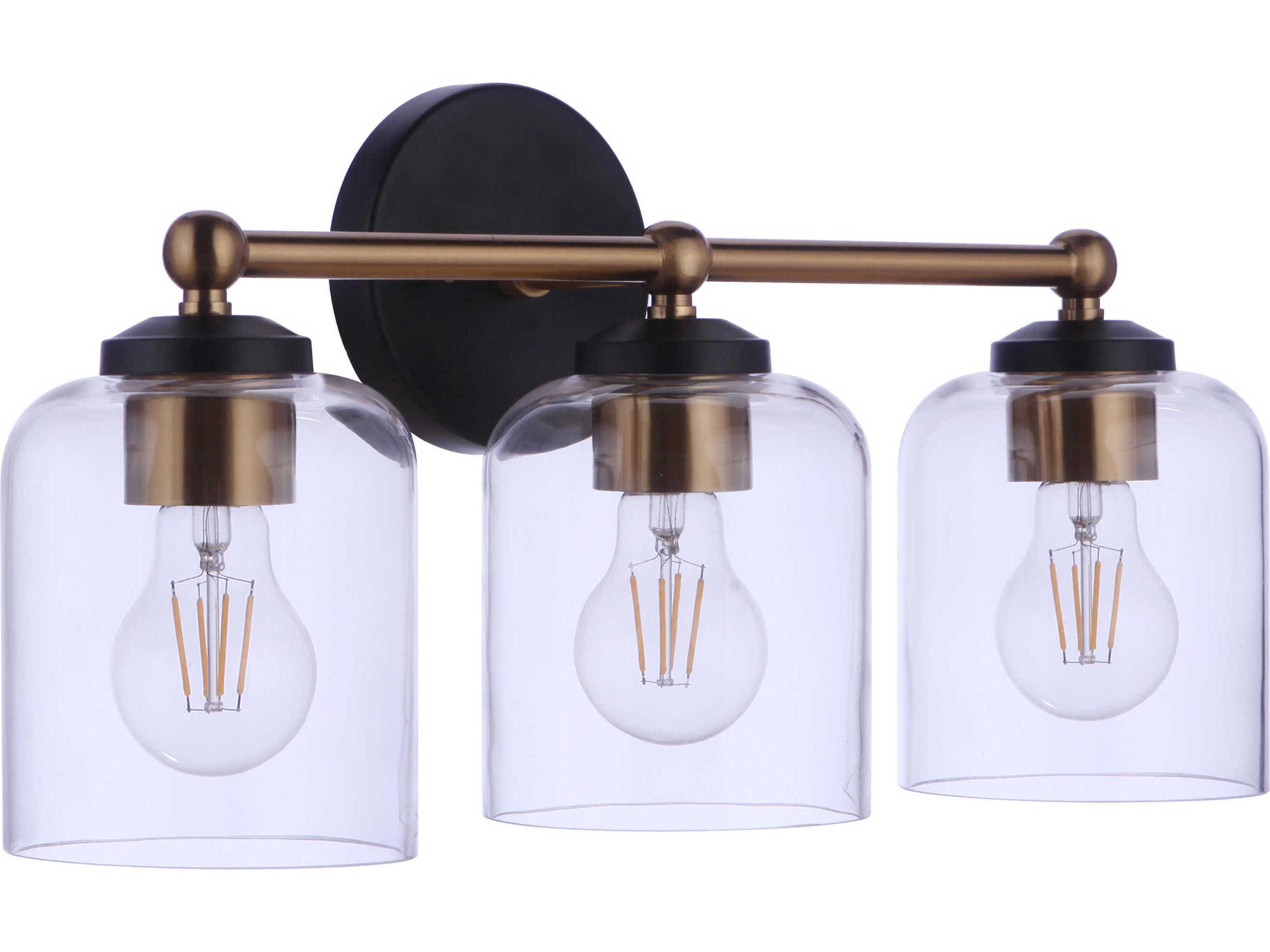 Coppa 3-Light Flat Black Satin Brass Vanity Light