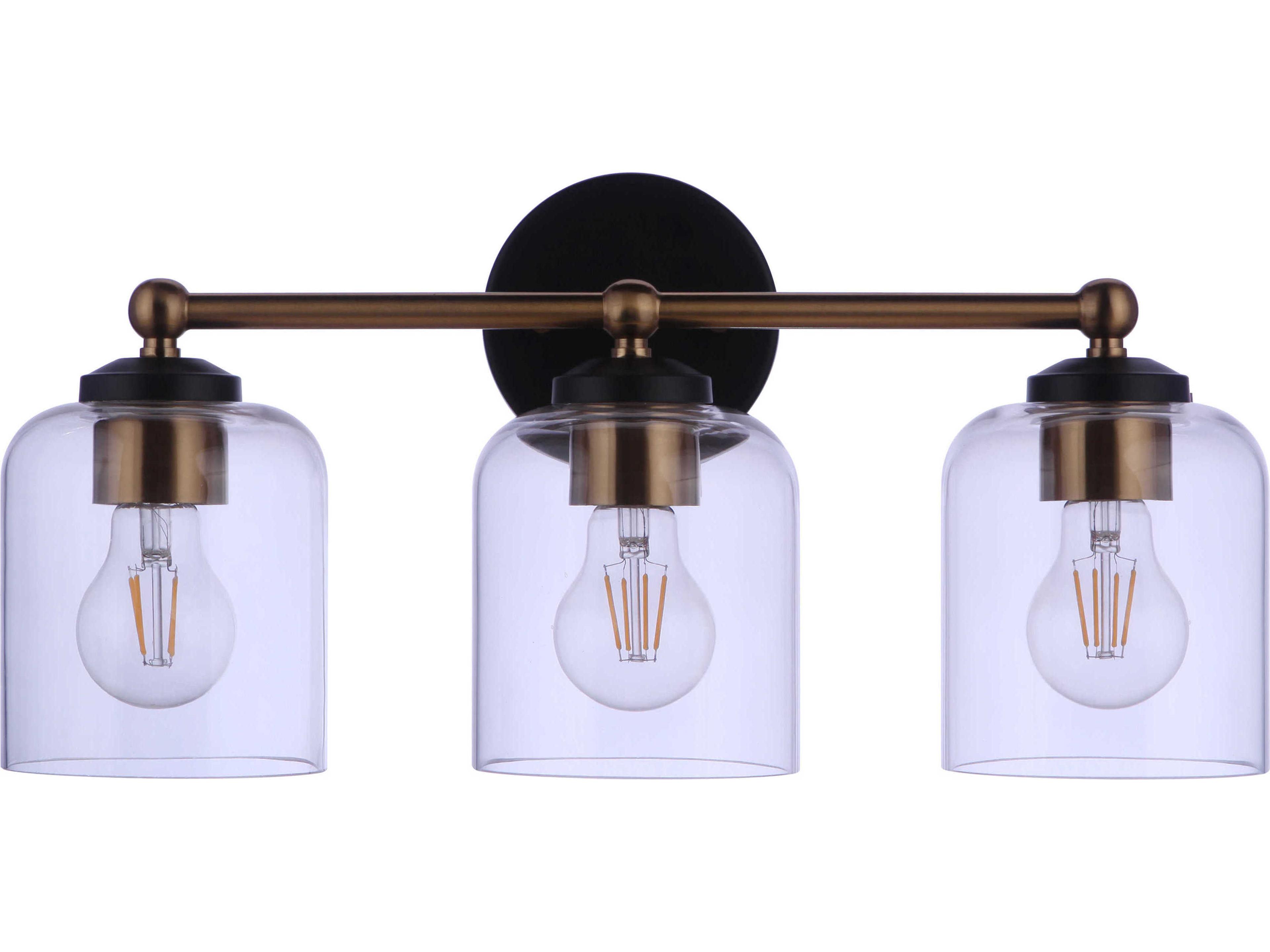 Craftmade Coppa 3-Light Flat Black Satin Brass Vanity Light