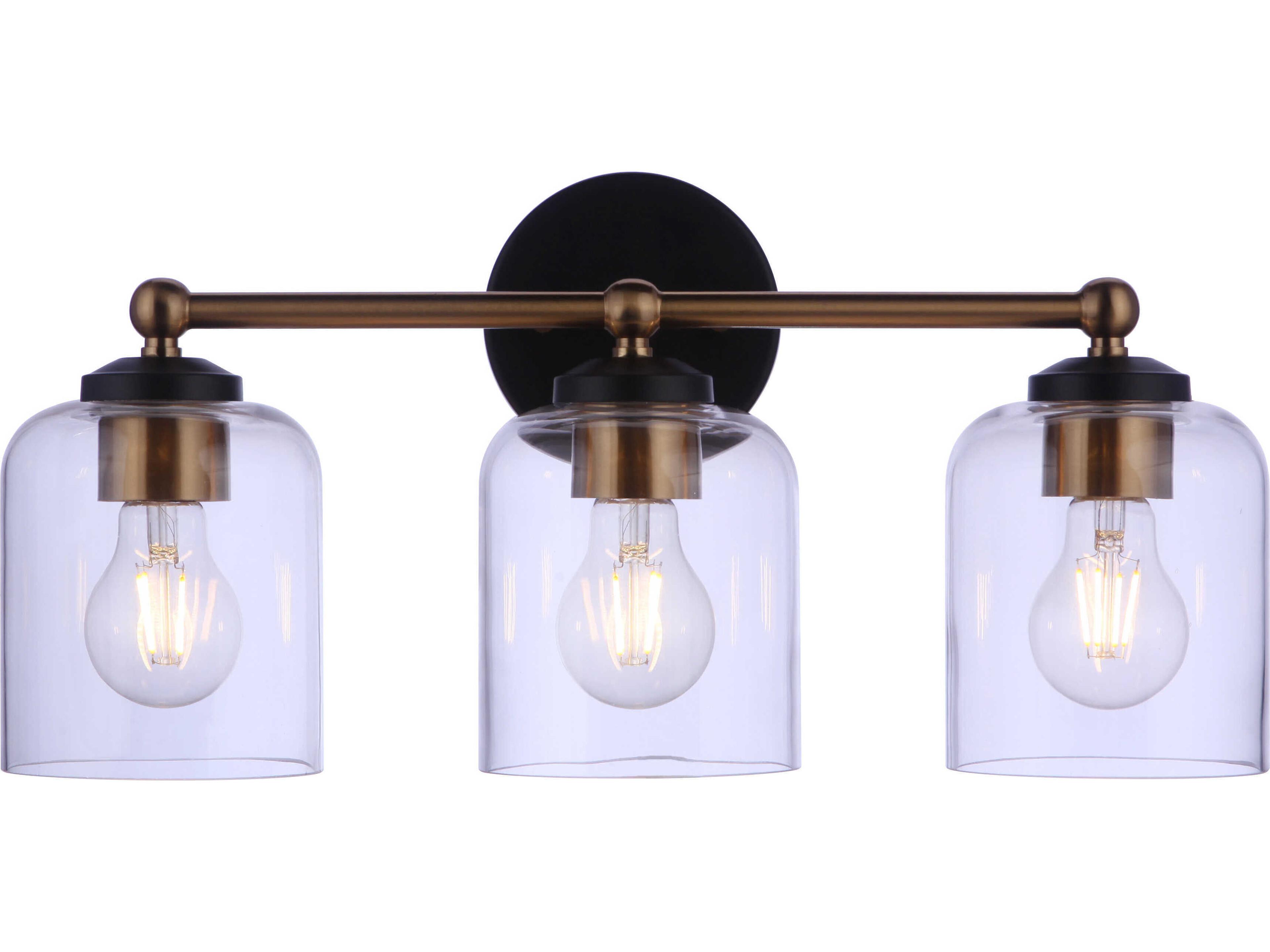 Craftmade Coppa 3-Light Flat Black Satin Brass Vanity Light
