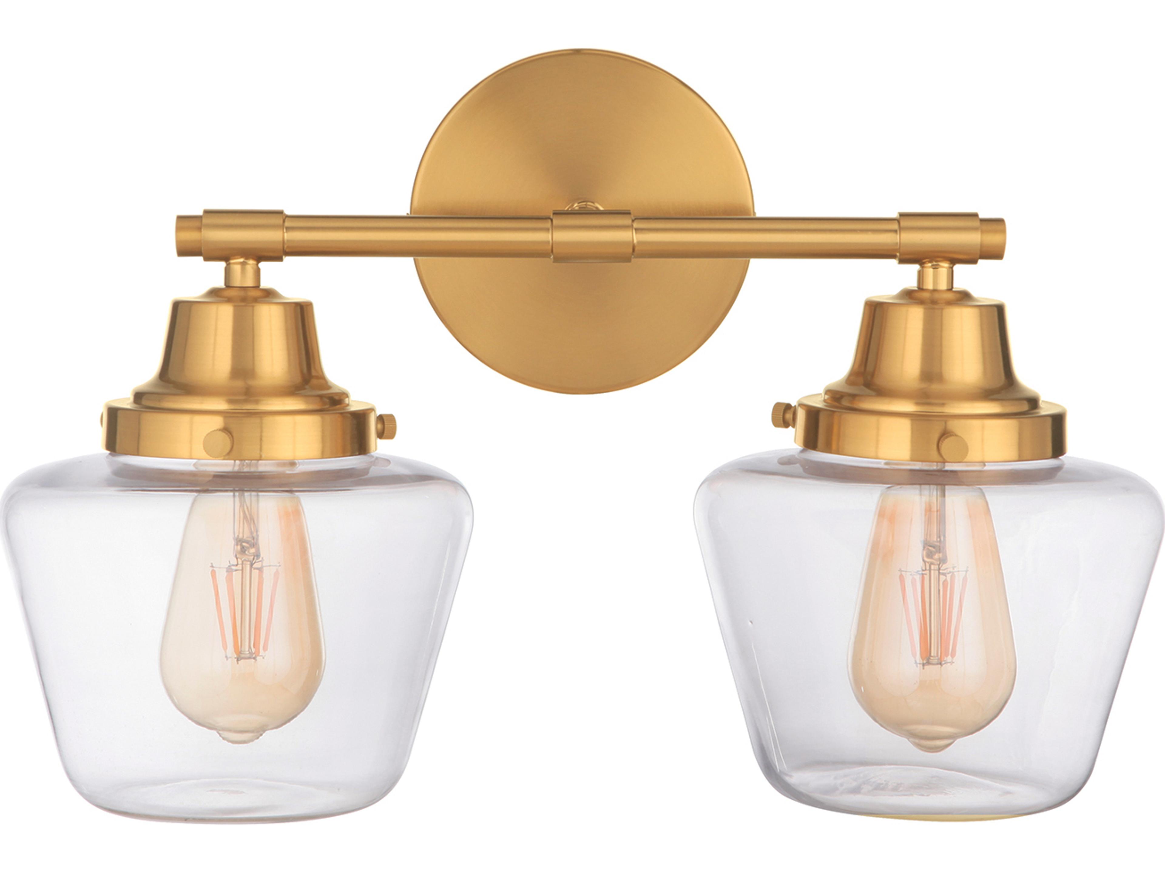 Essex 2-Light Satin Brass Glass Vanity Light