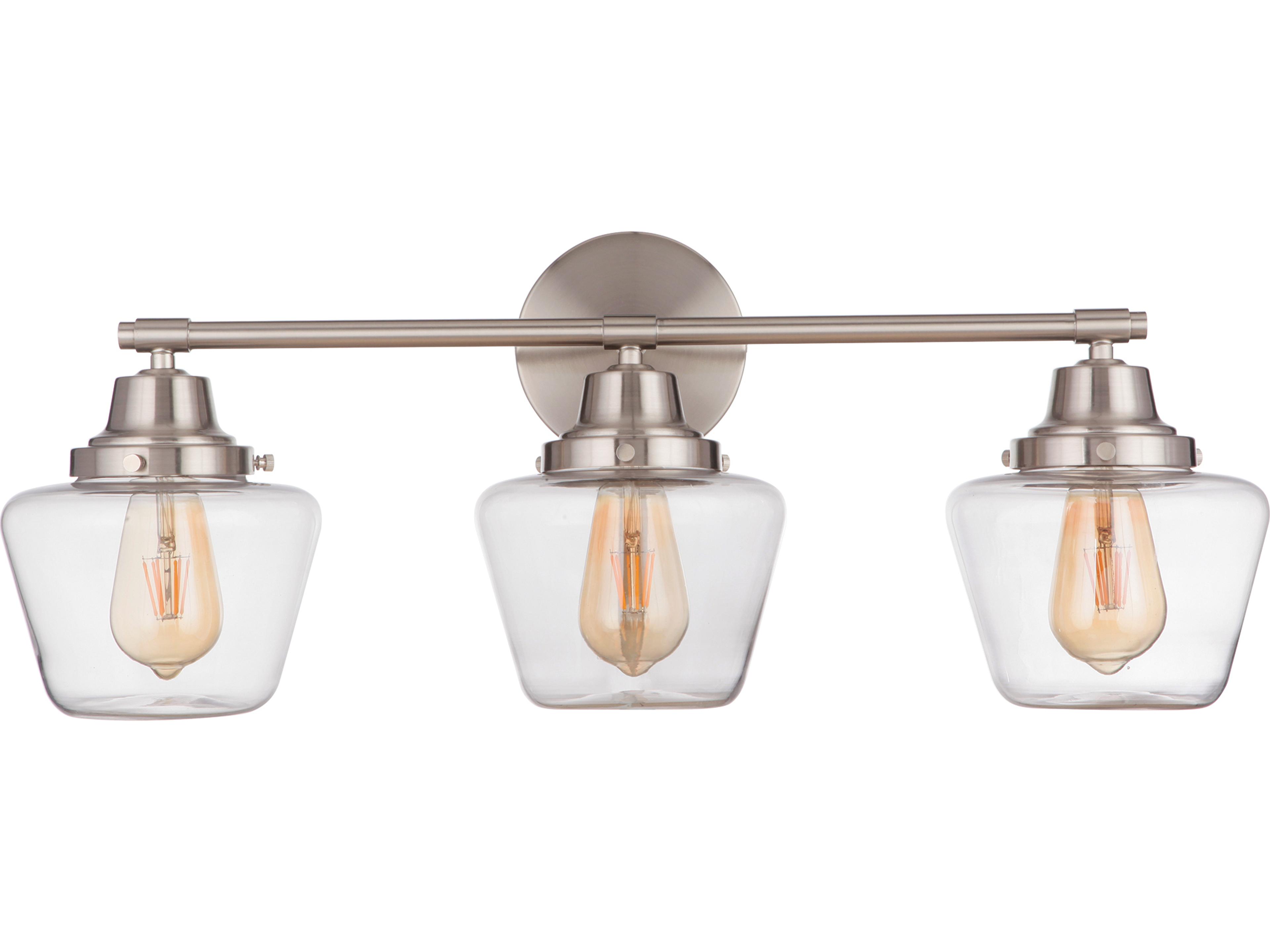 Essex 3-Light Brushed Polished Nickel Glass Vanity Light