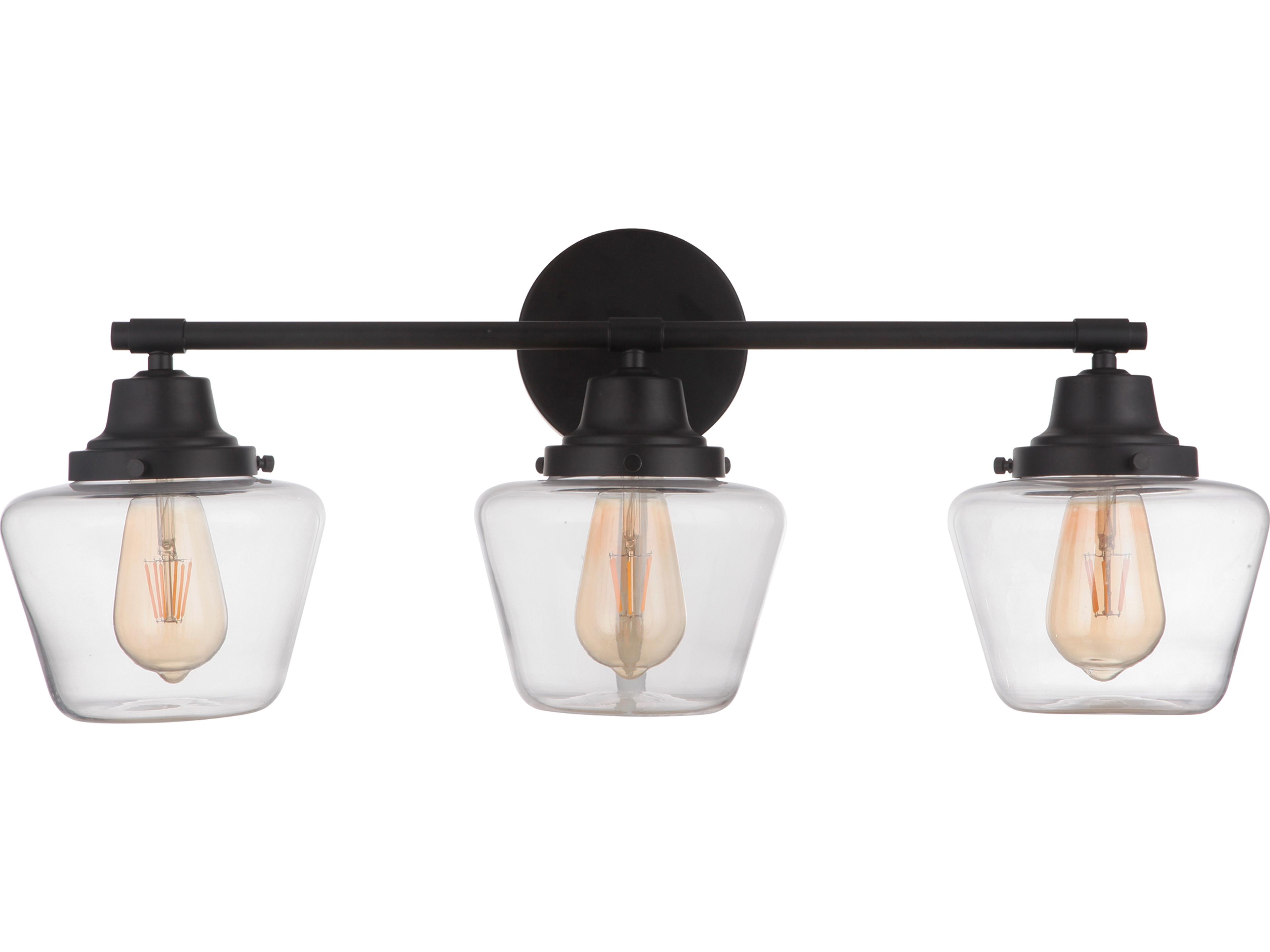 Essex 3-Light Flat Black Glass Vanity Light