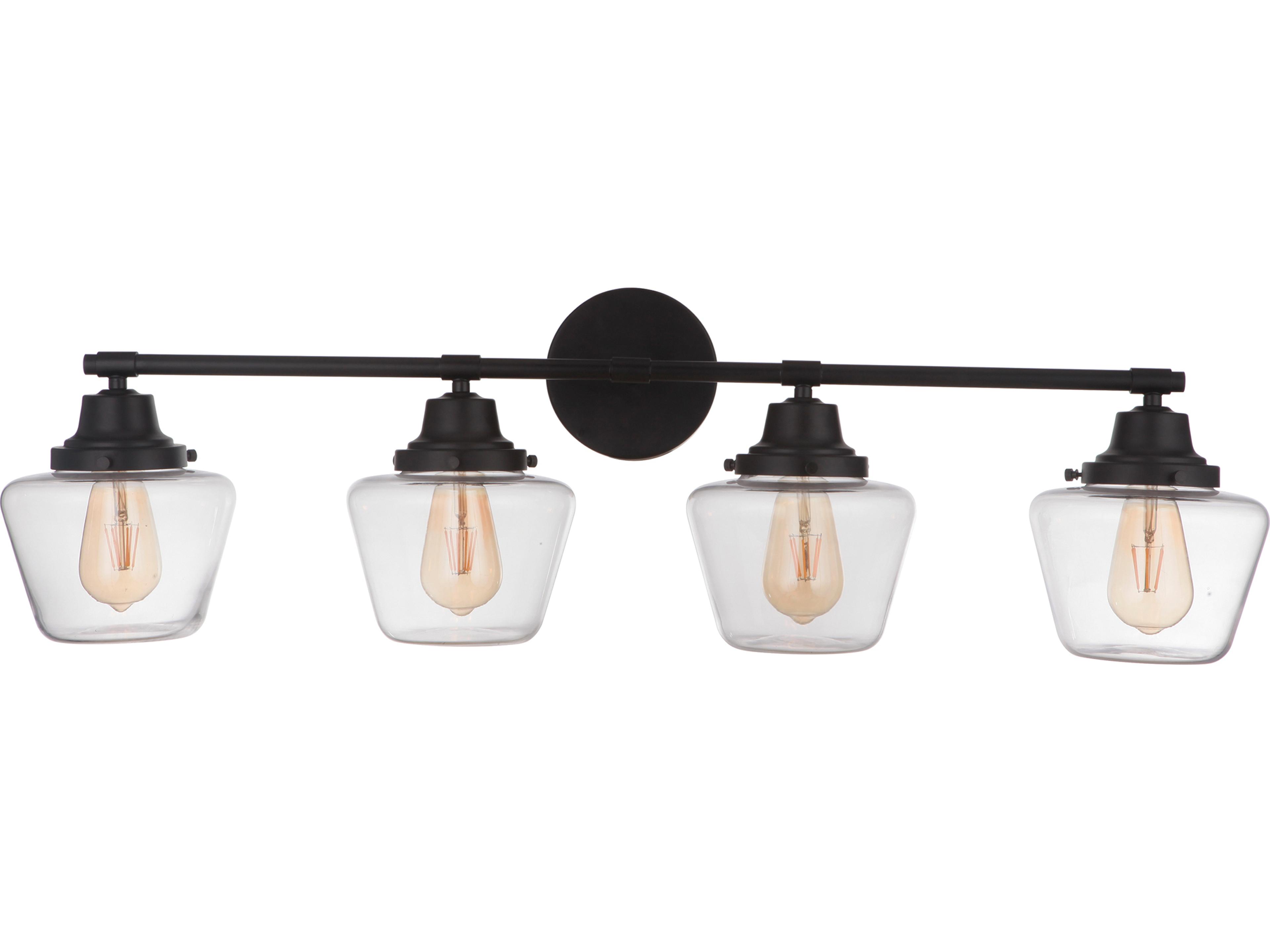 Essex 4-Light Flat Black Glass Vanity Light