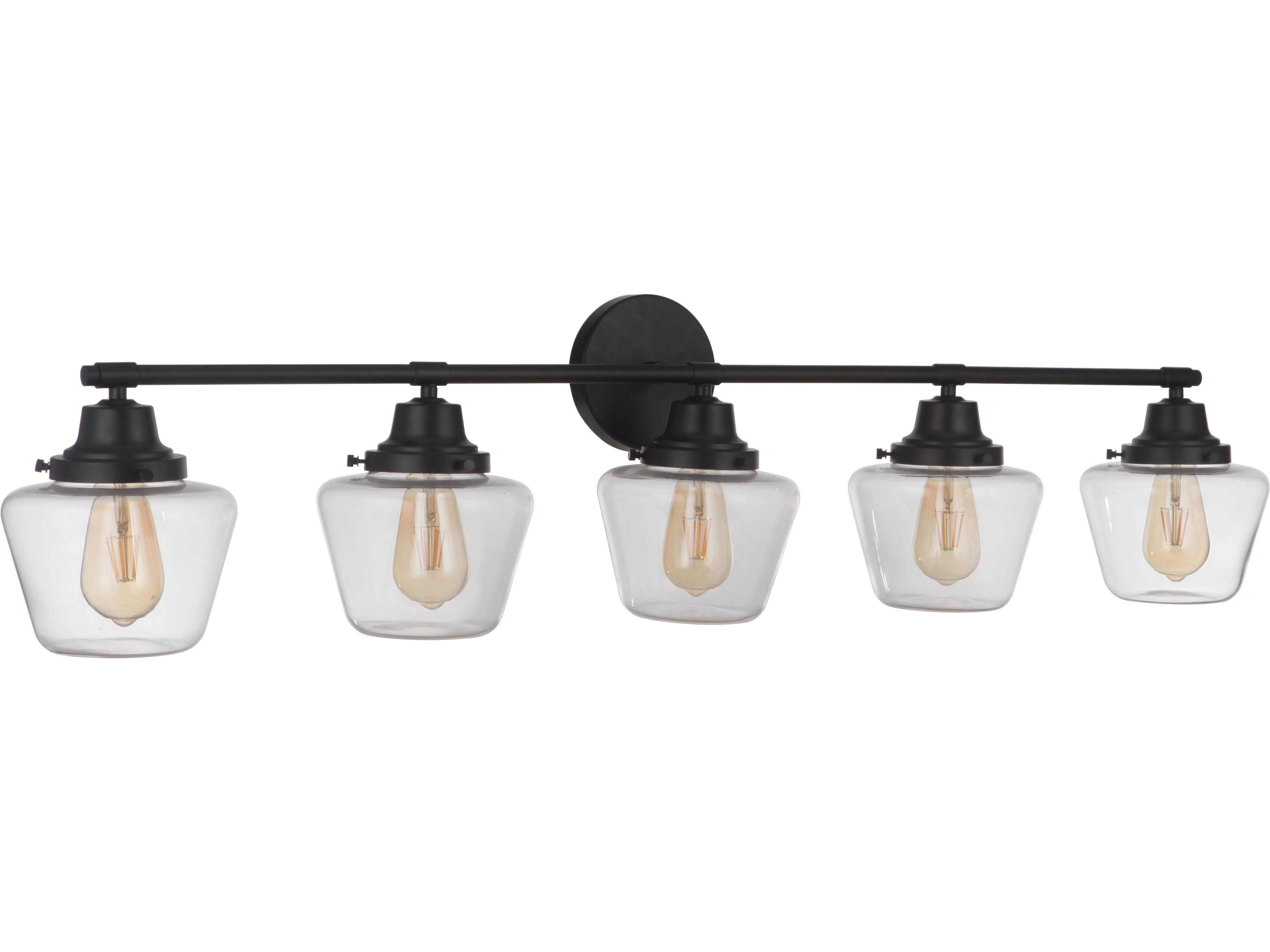 Essex 5-Light Flat Black Glass Vanity Light