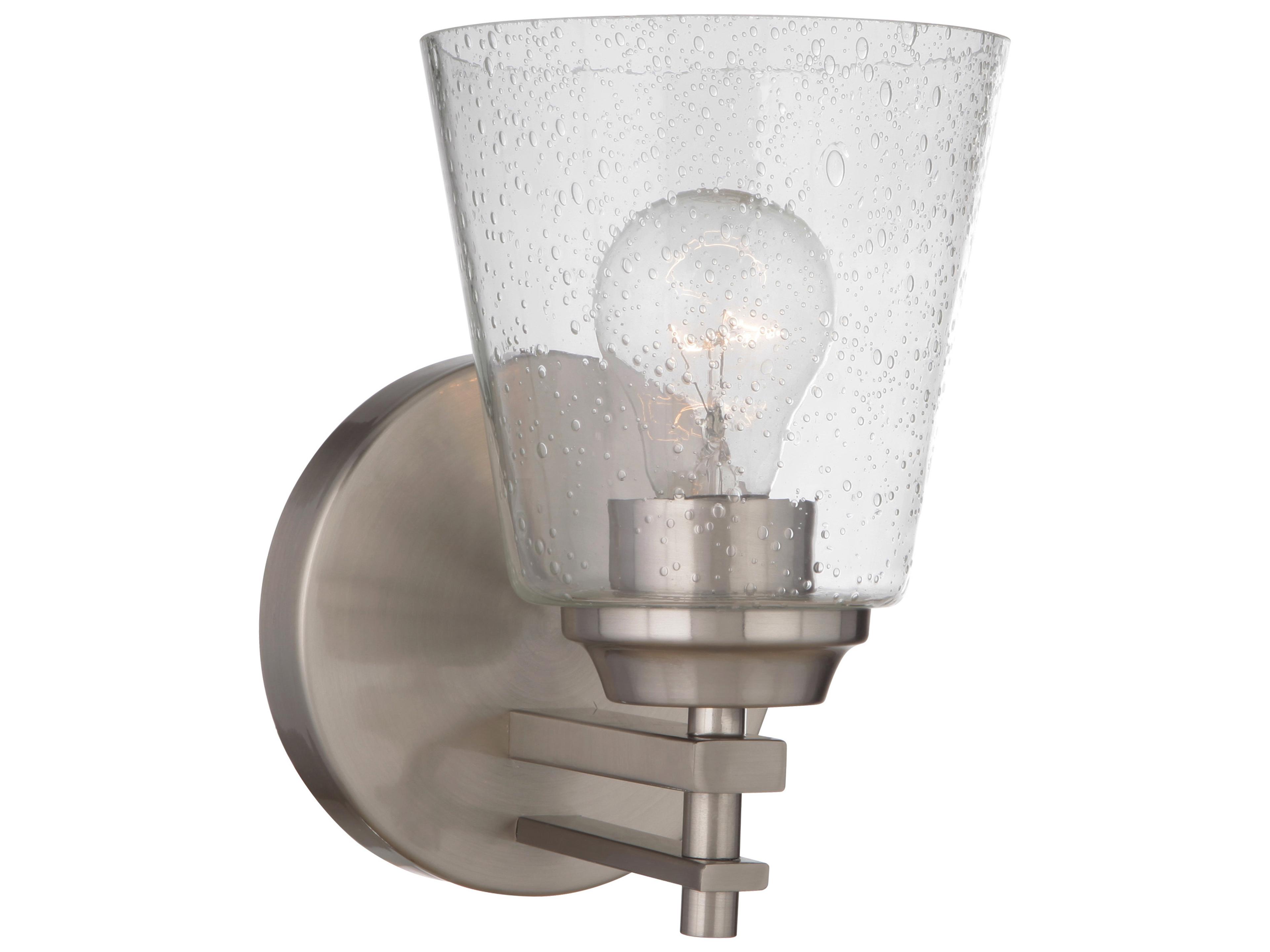 Craftmade Drake 1-Light Brushed Polished Nickel Glass Vanity Light