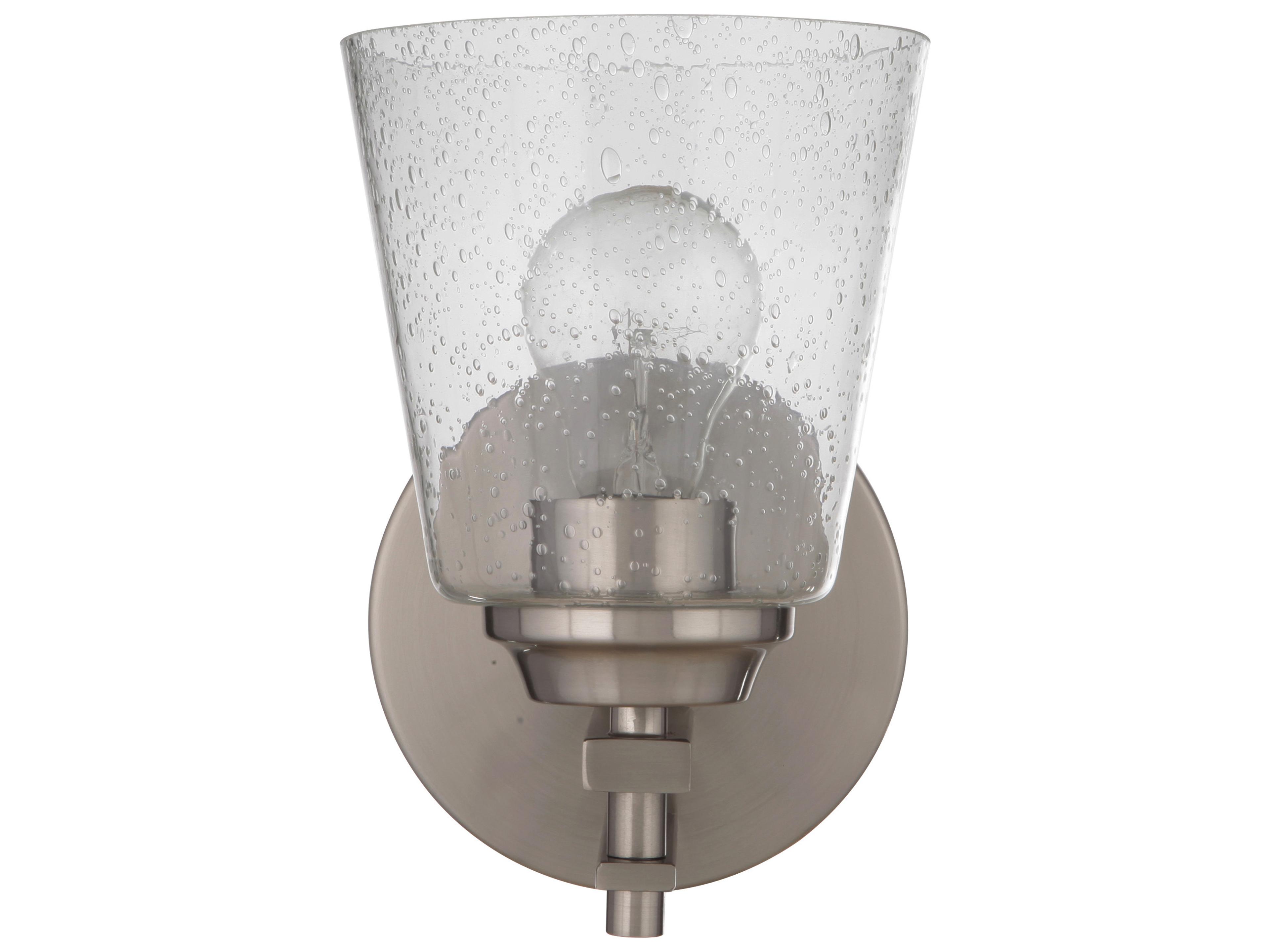 Craftmade Drake 1-Light Brushed Polished Nickel Glass Vanity Light