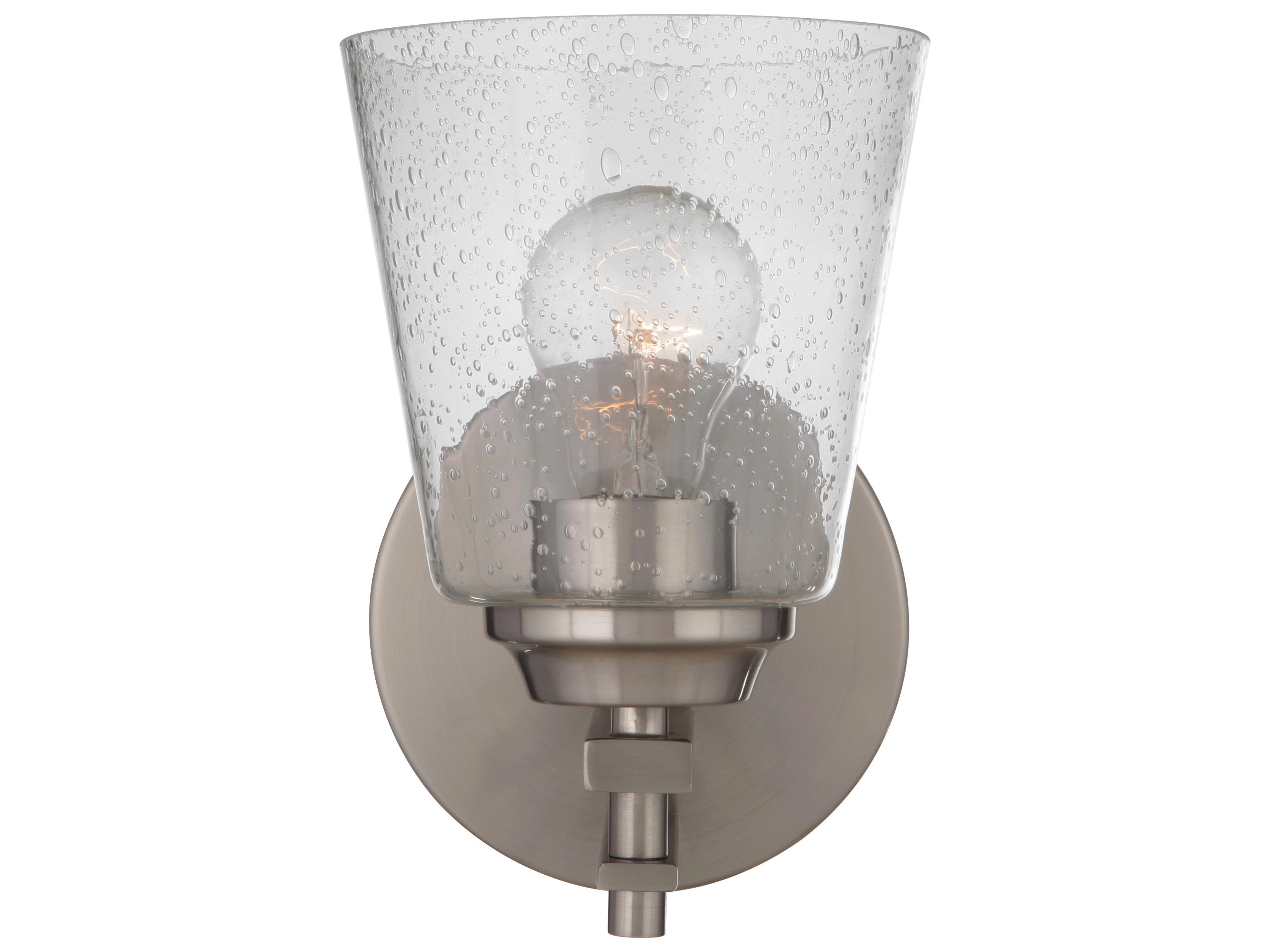 Craftmade Drake 1-Light Brushed Polished Nickel Glass Vanity Light