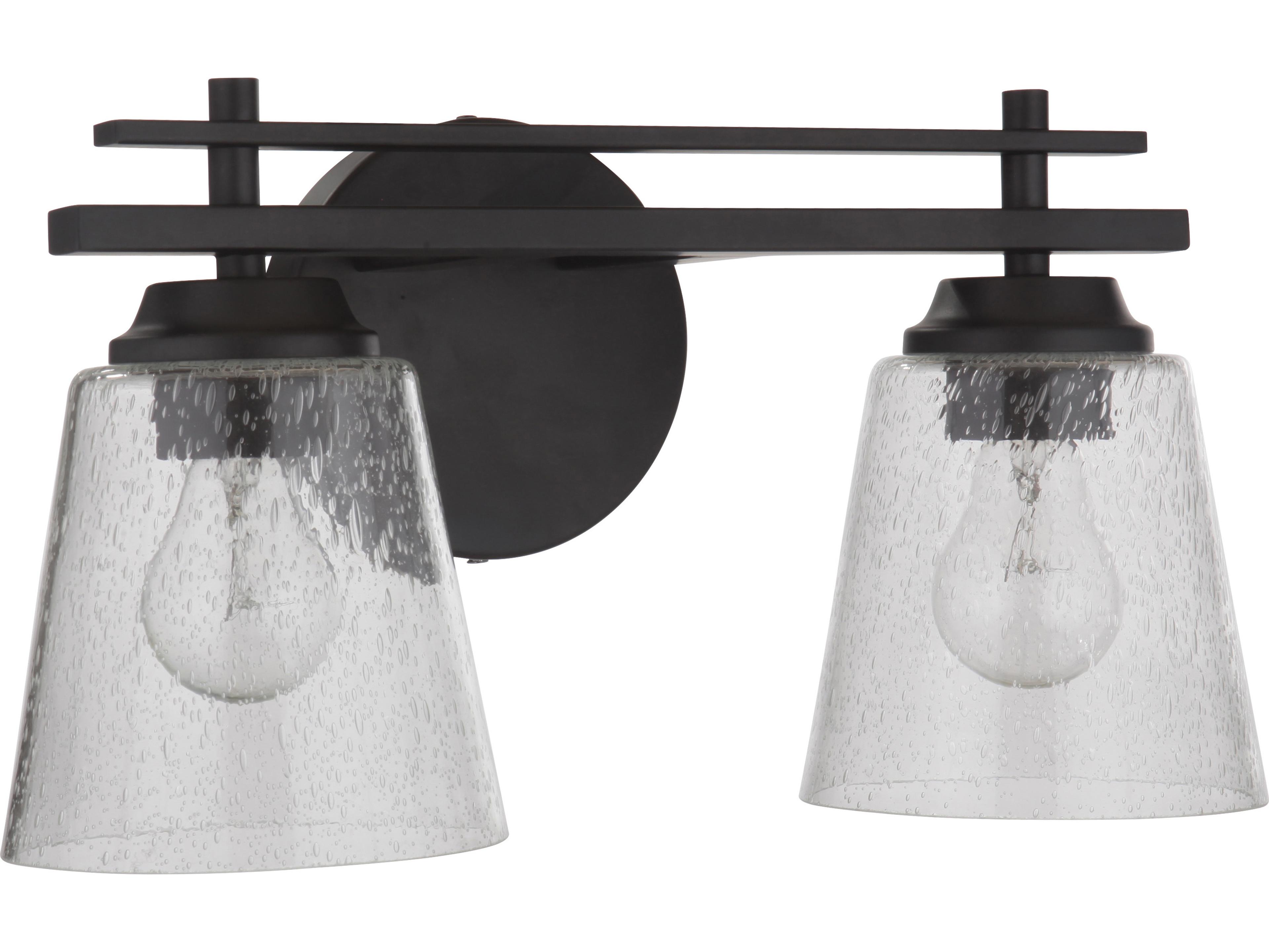Drake 2-Light Flat Black Glass Vanity Light