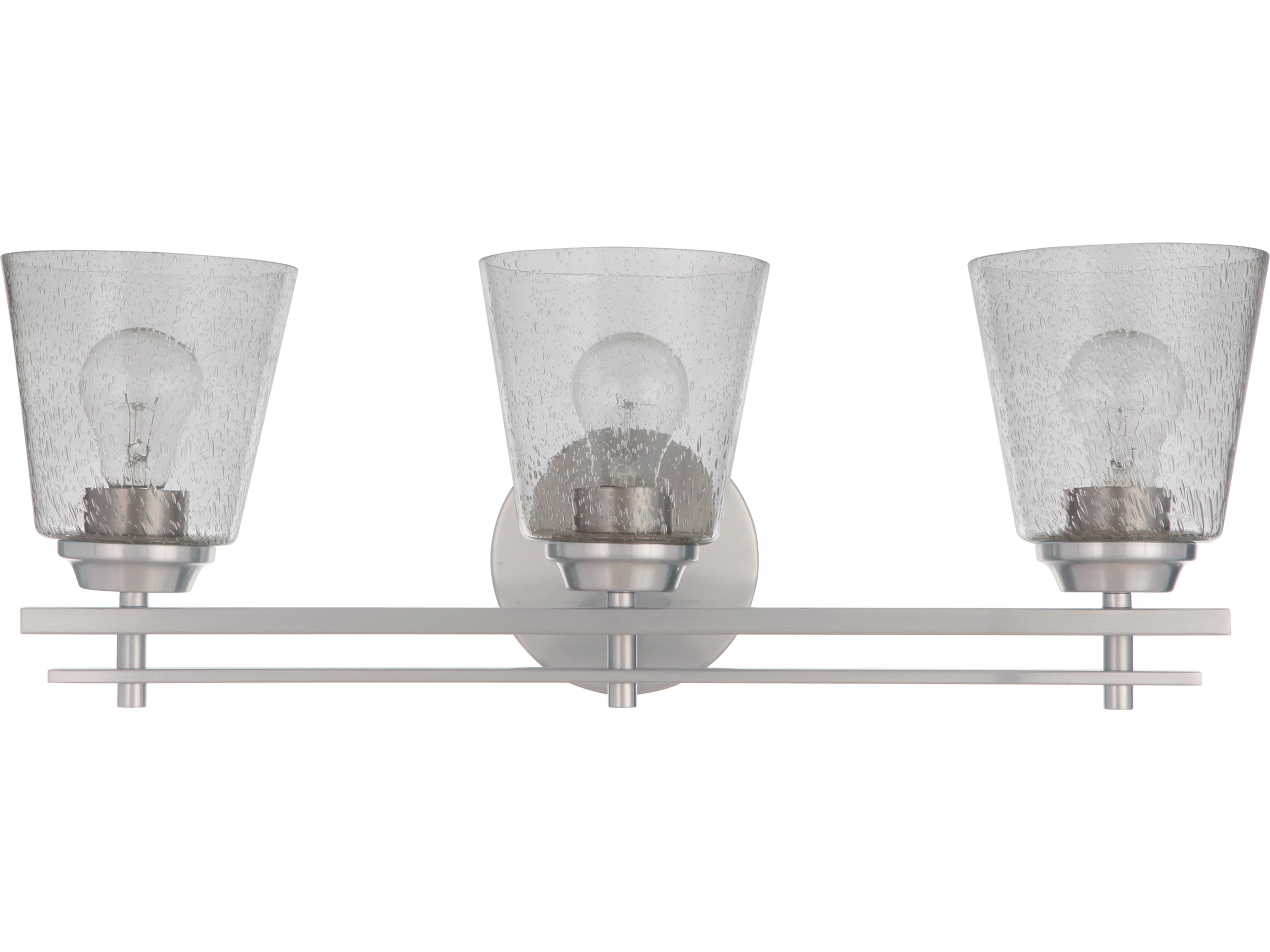 Drake 3-Light Brushed Polished Nickel Glass Vanity Light