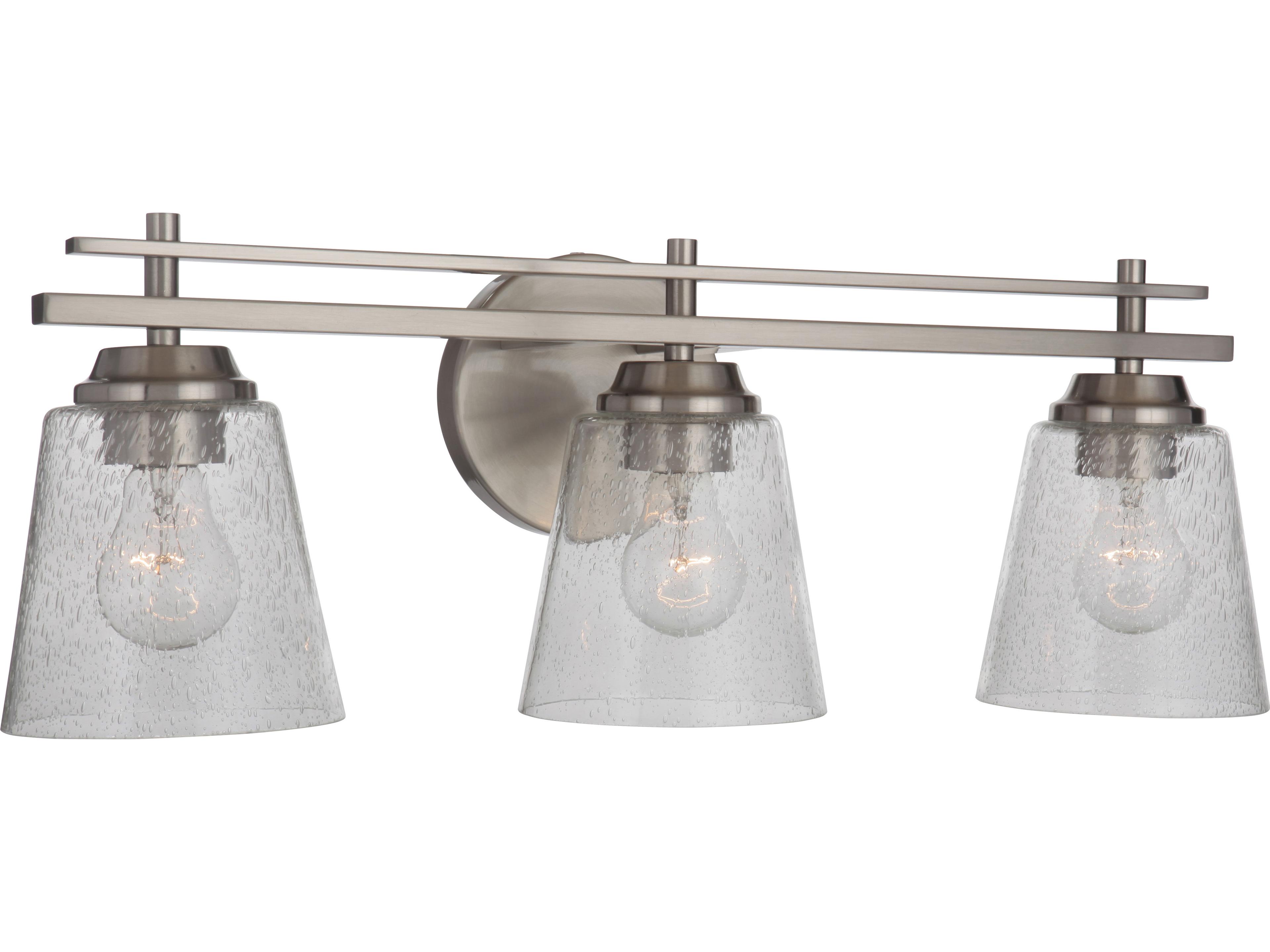 Craftmade Drake 3-Light Brushed Polished Nickel Glass Vanity Light