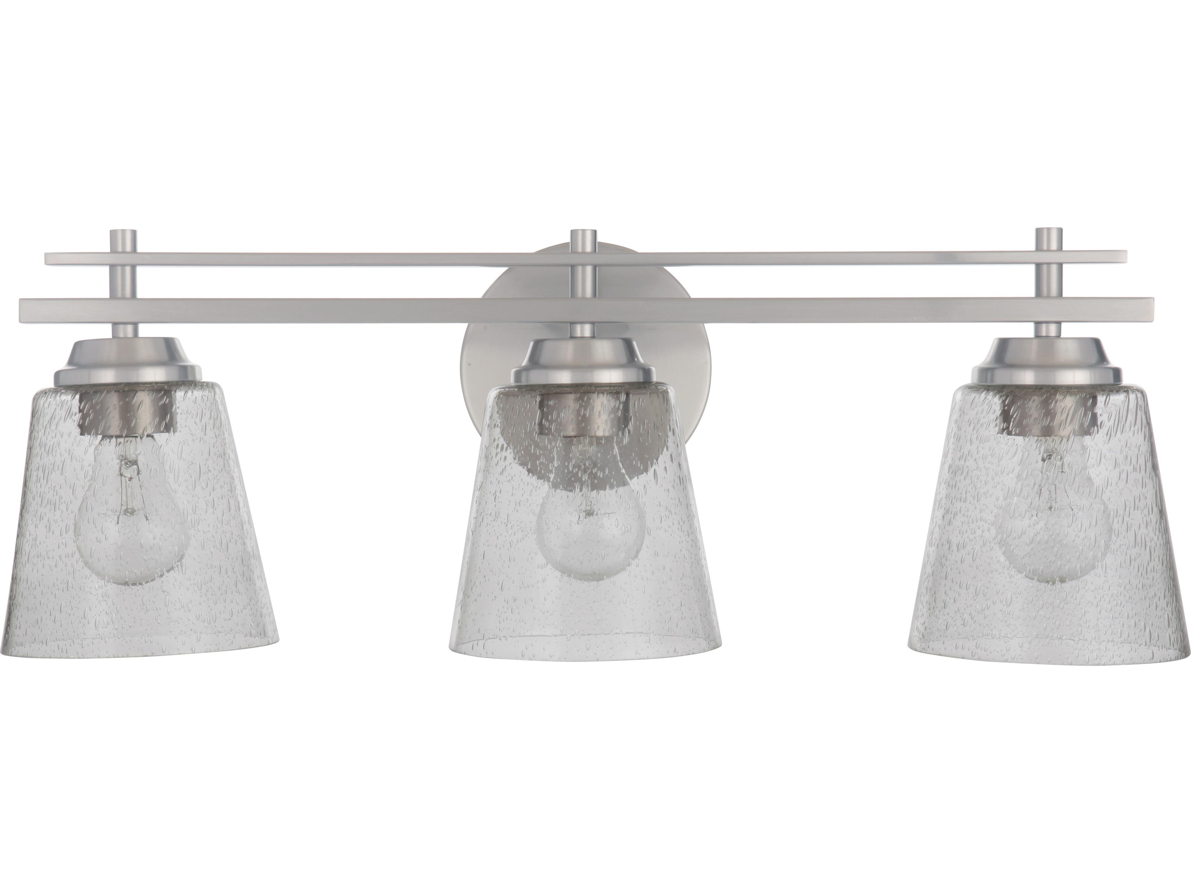 Craftmade Drake 3-Light Brushed Polished Nickel Glass Vanity Light
