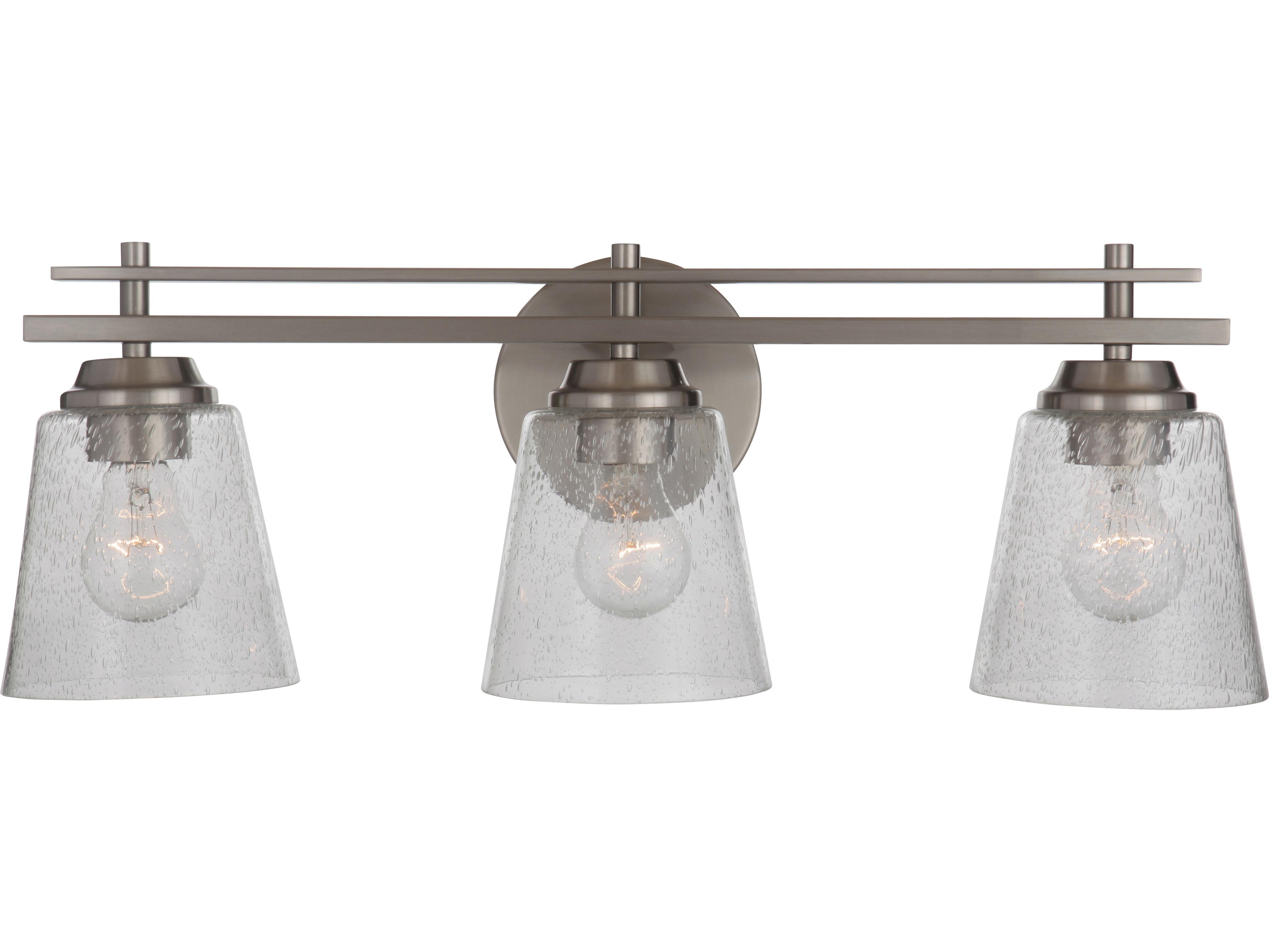 Craftmade Drake 3-Light Brushed Polished Nickel Glass Vanity Light