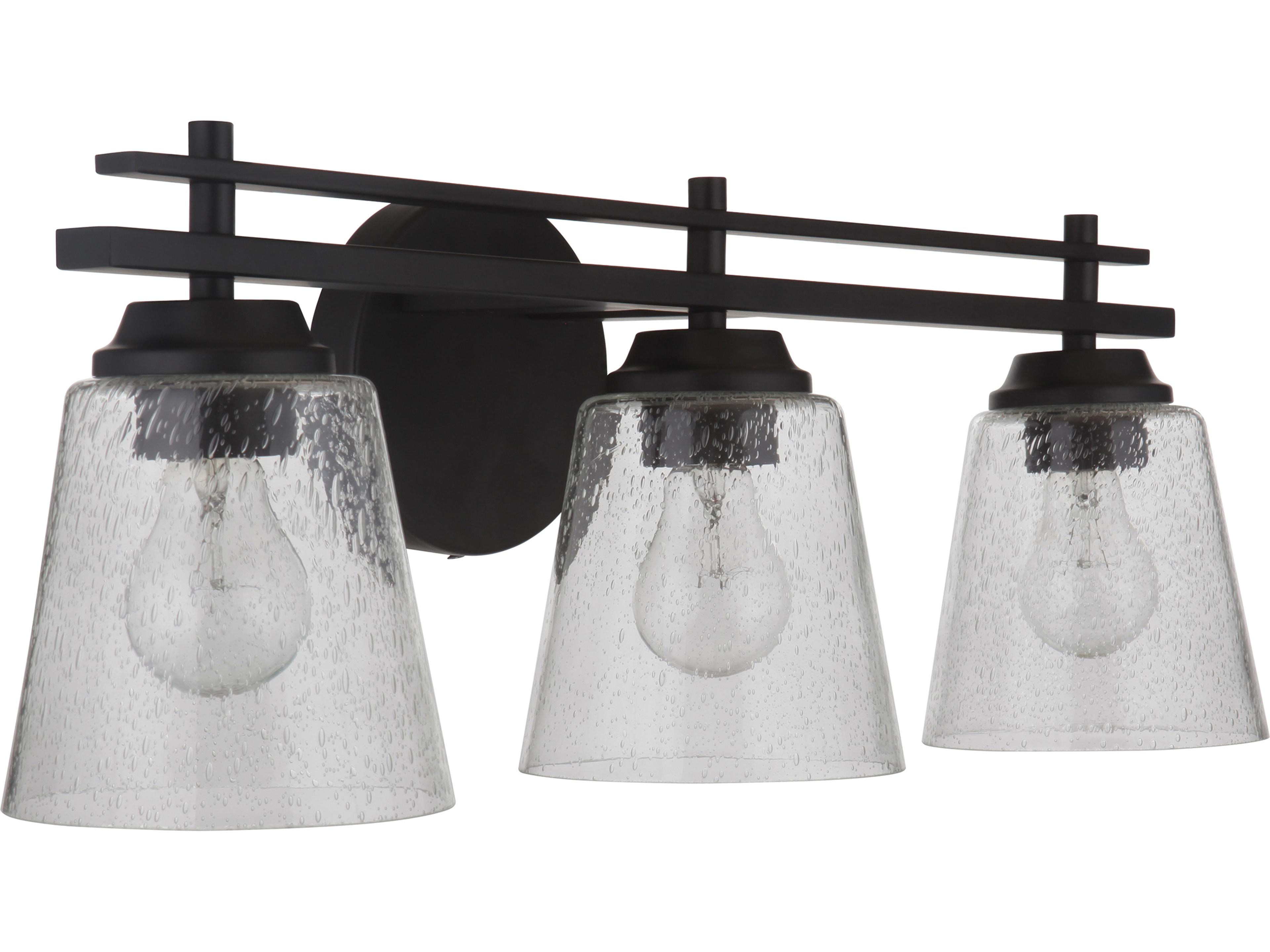 Craftmade Drake 3-Light Flat Black Glass Vanity Light