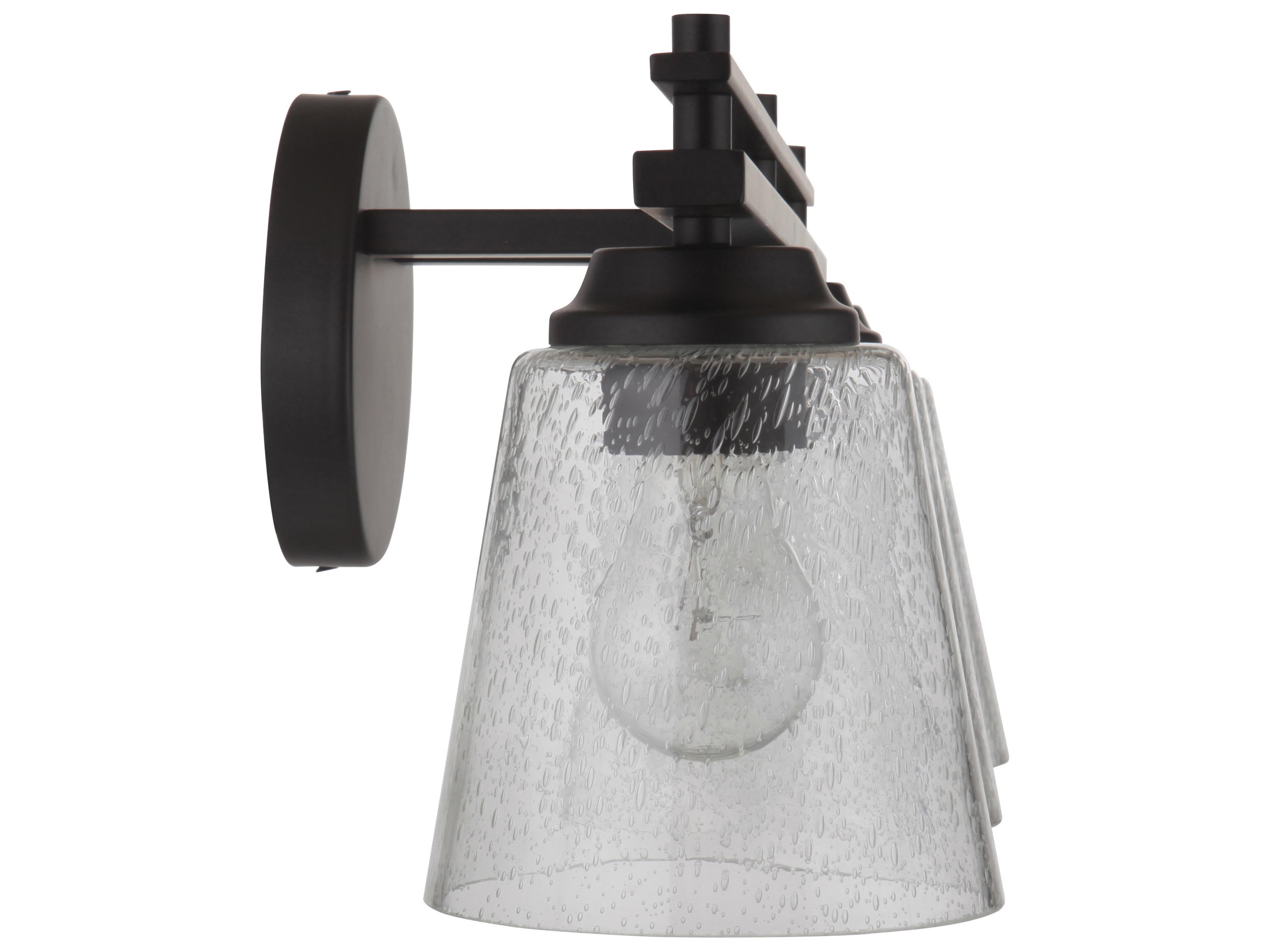 Craftmade Drake 3-Light Flat Black Glass Vanity Light