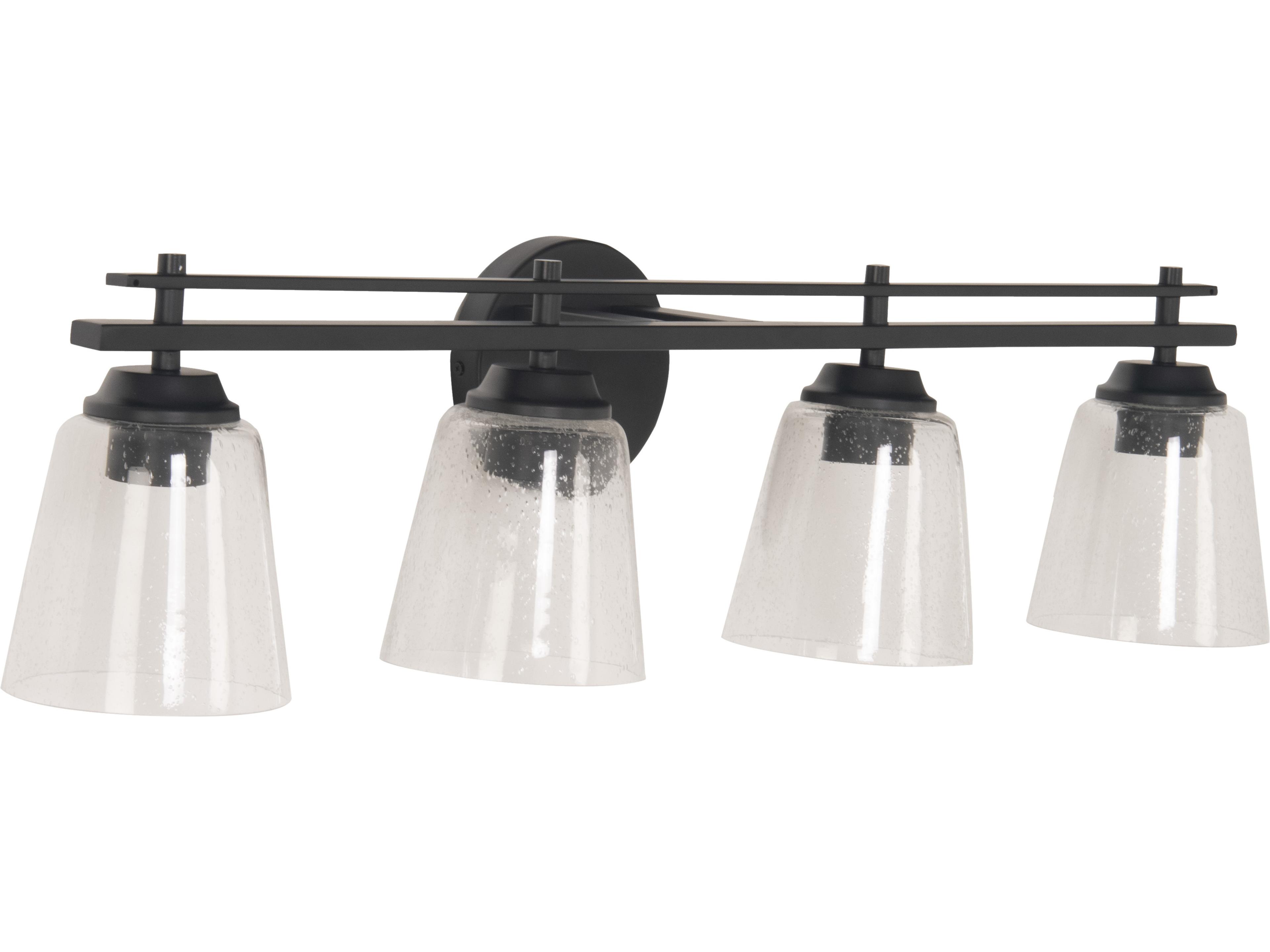 Drake 4-Light Flat Black Glass Vanity Light