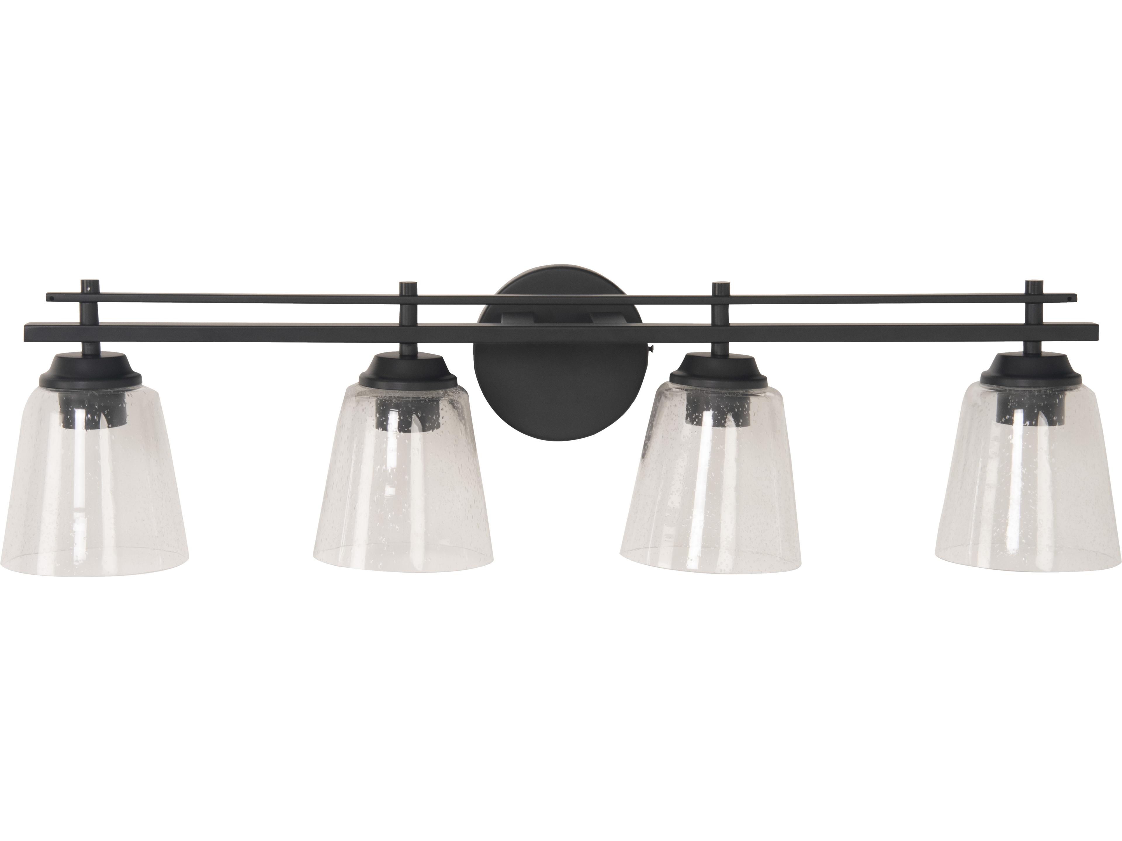 Craftmade Drake 4-Light Flat Black Glass Vanity Light