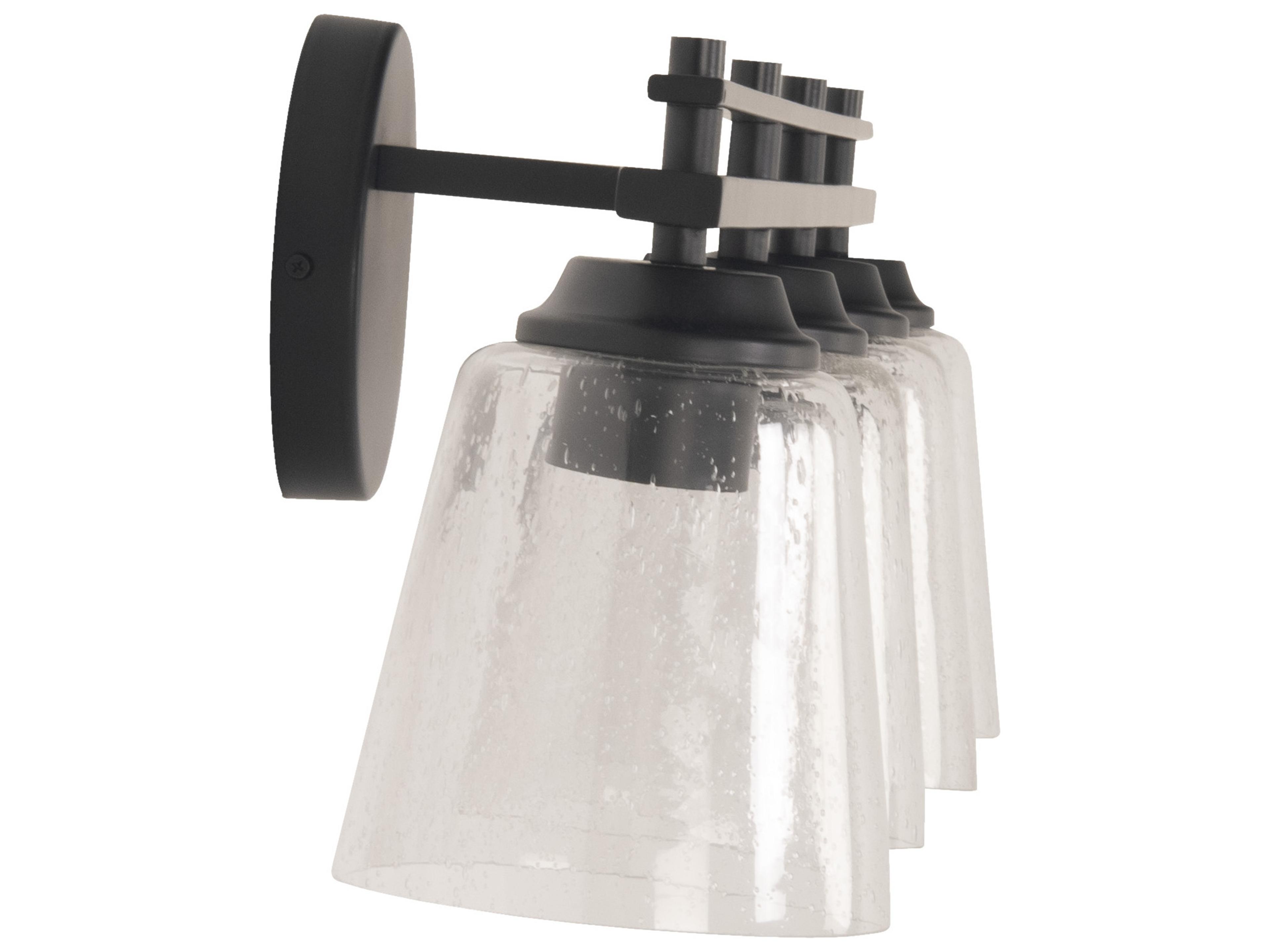 Craftmade Drake 4-Light Flat Black Glass Vanity Light