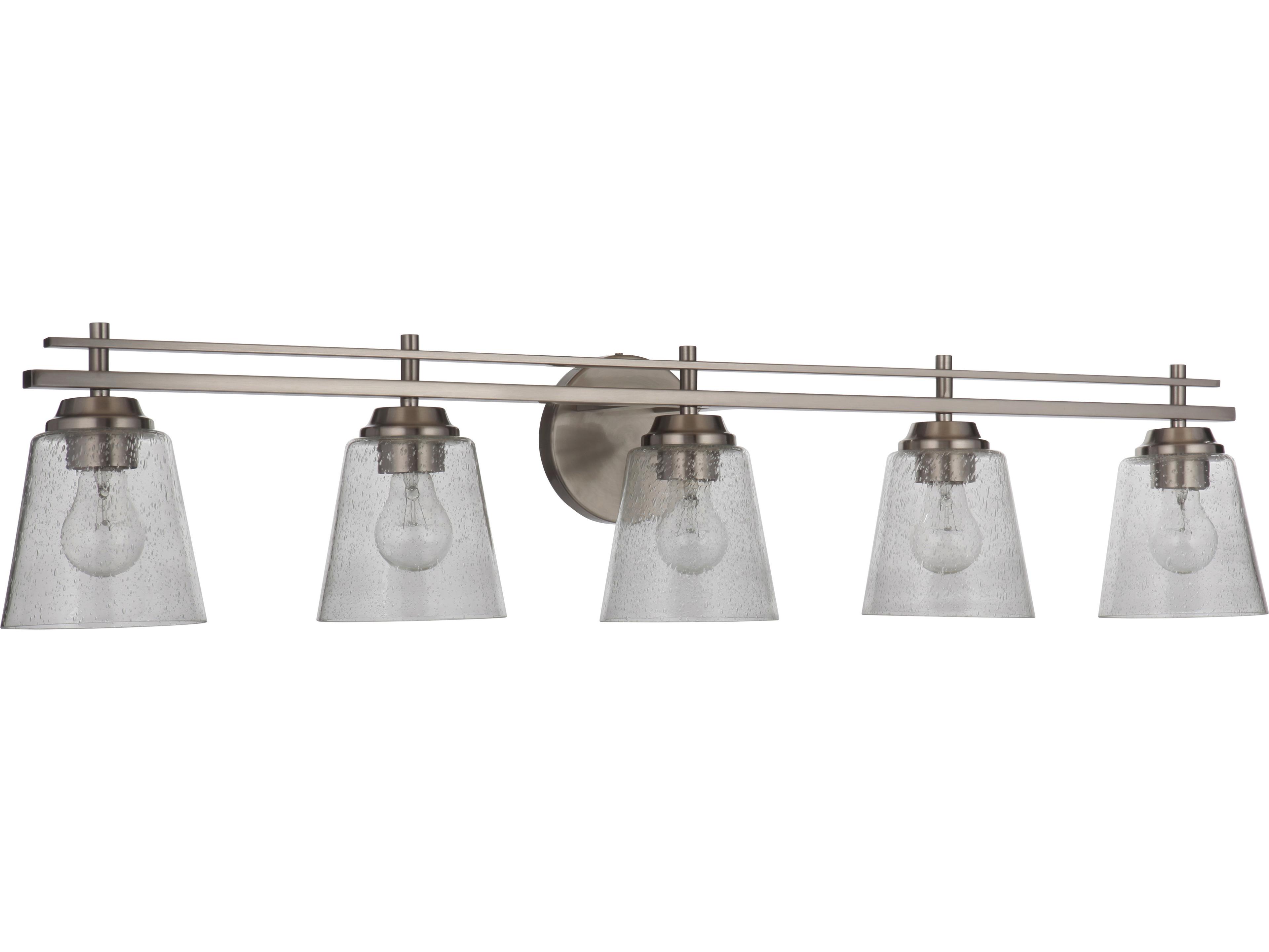 Drake 5-Light Brushed Polished Nickel Glass Vanity Light