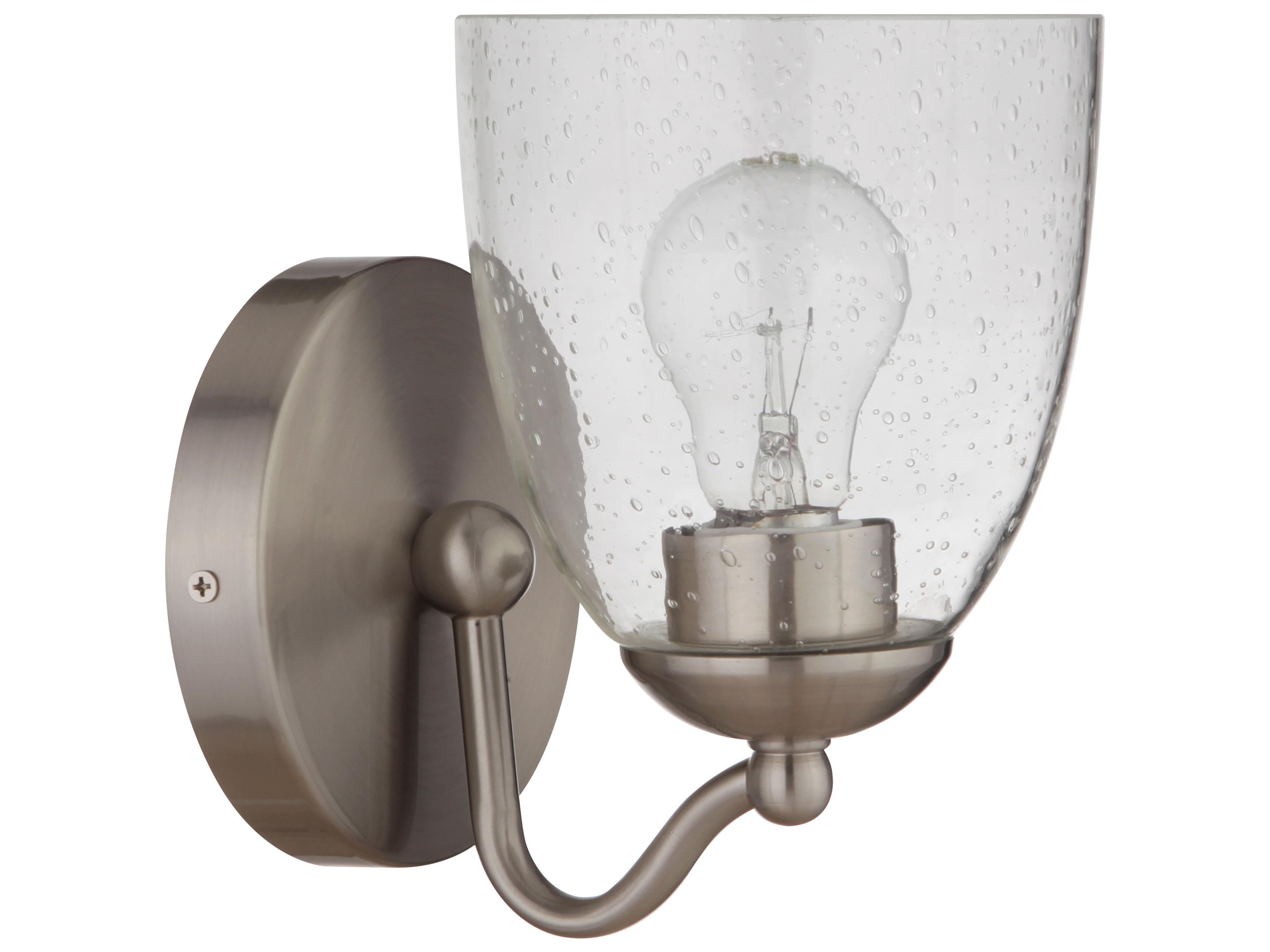 Hillridge 1-Light Brushed Polished Nickel Glass Vanity Light