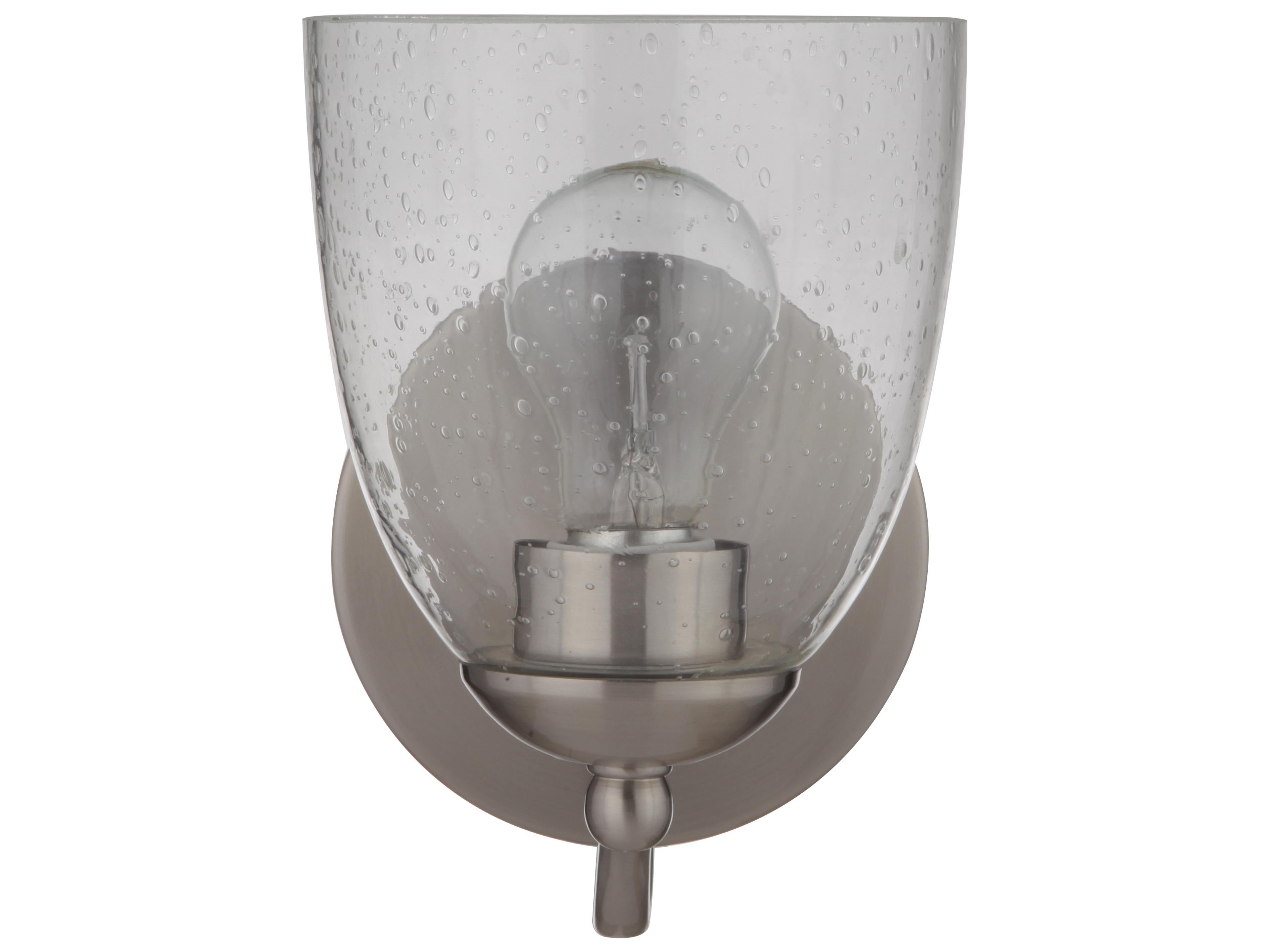 Craftmade Hillridge 1-Light Brushed Polished Nickel Glass Vanity Light