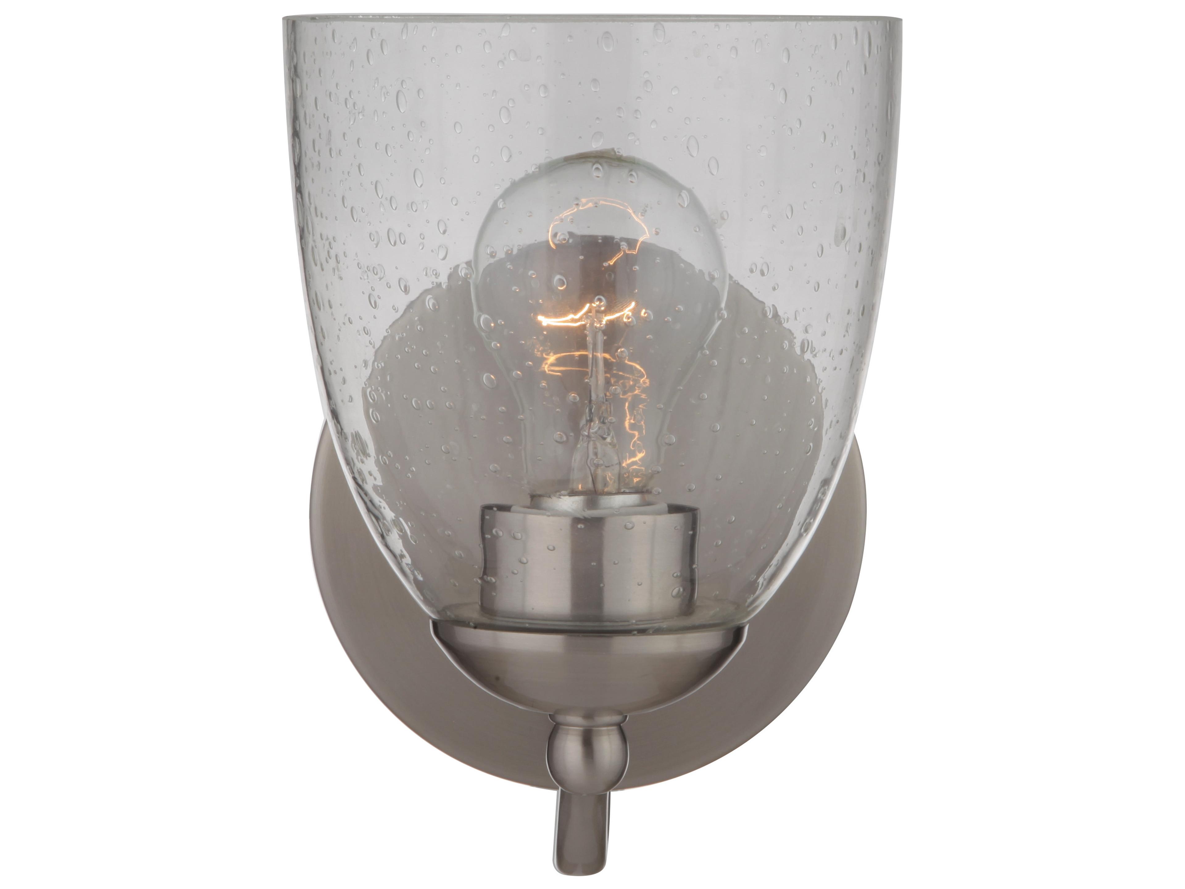 Craftmade Hillridge 1-Light Brushed Polished Nickel Glass Vanity Light