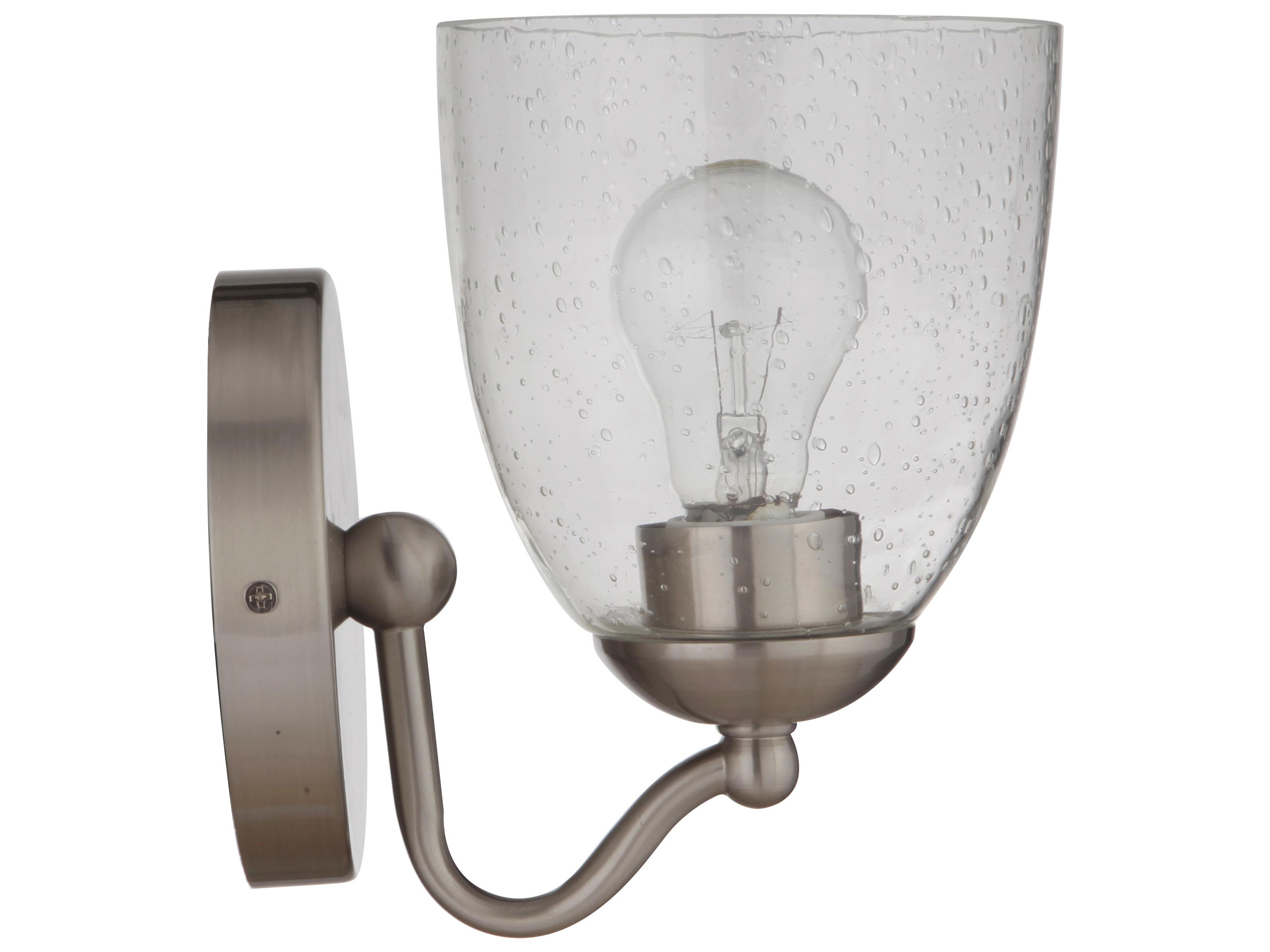 Craftmade Hillridge 1-Light Brushed Polished Nickel Glass Vanity Light