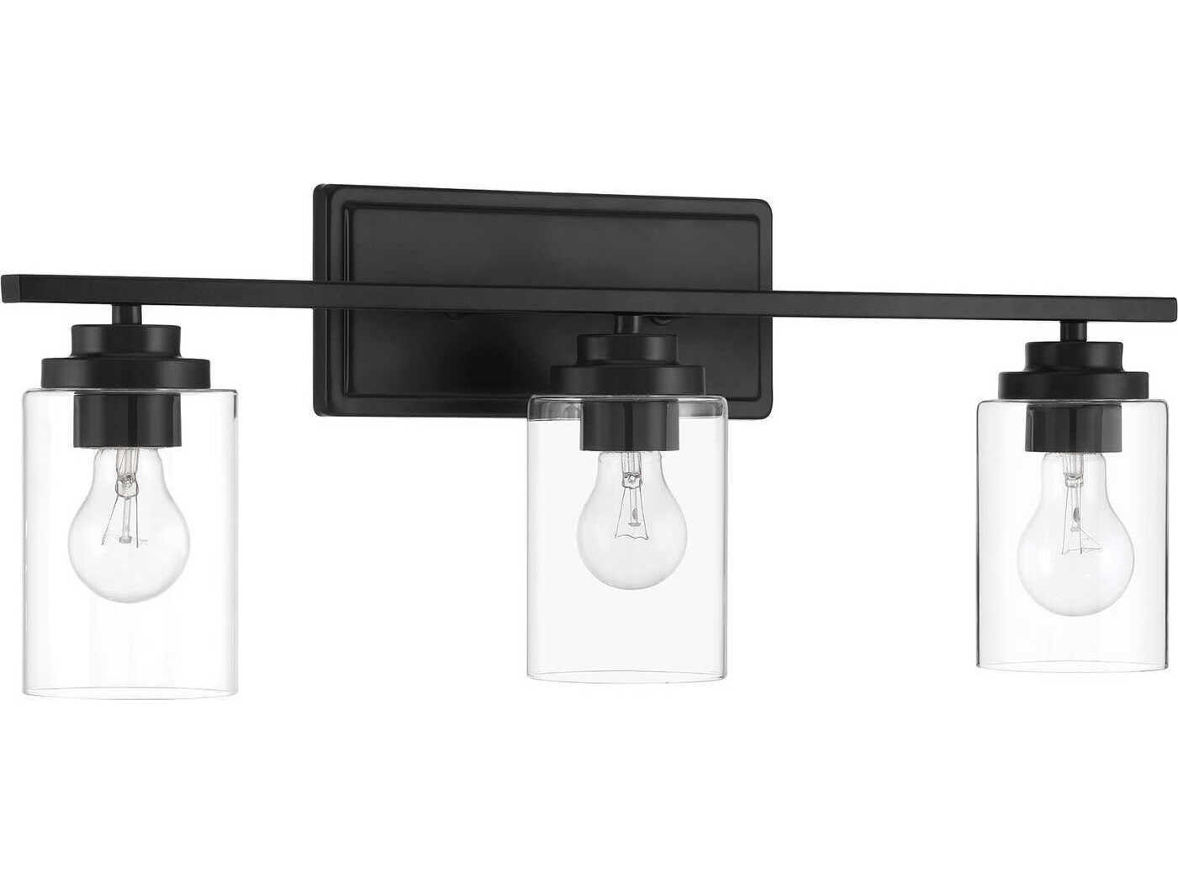Clark 3-Light Flat Black Vanity Light