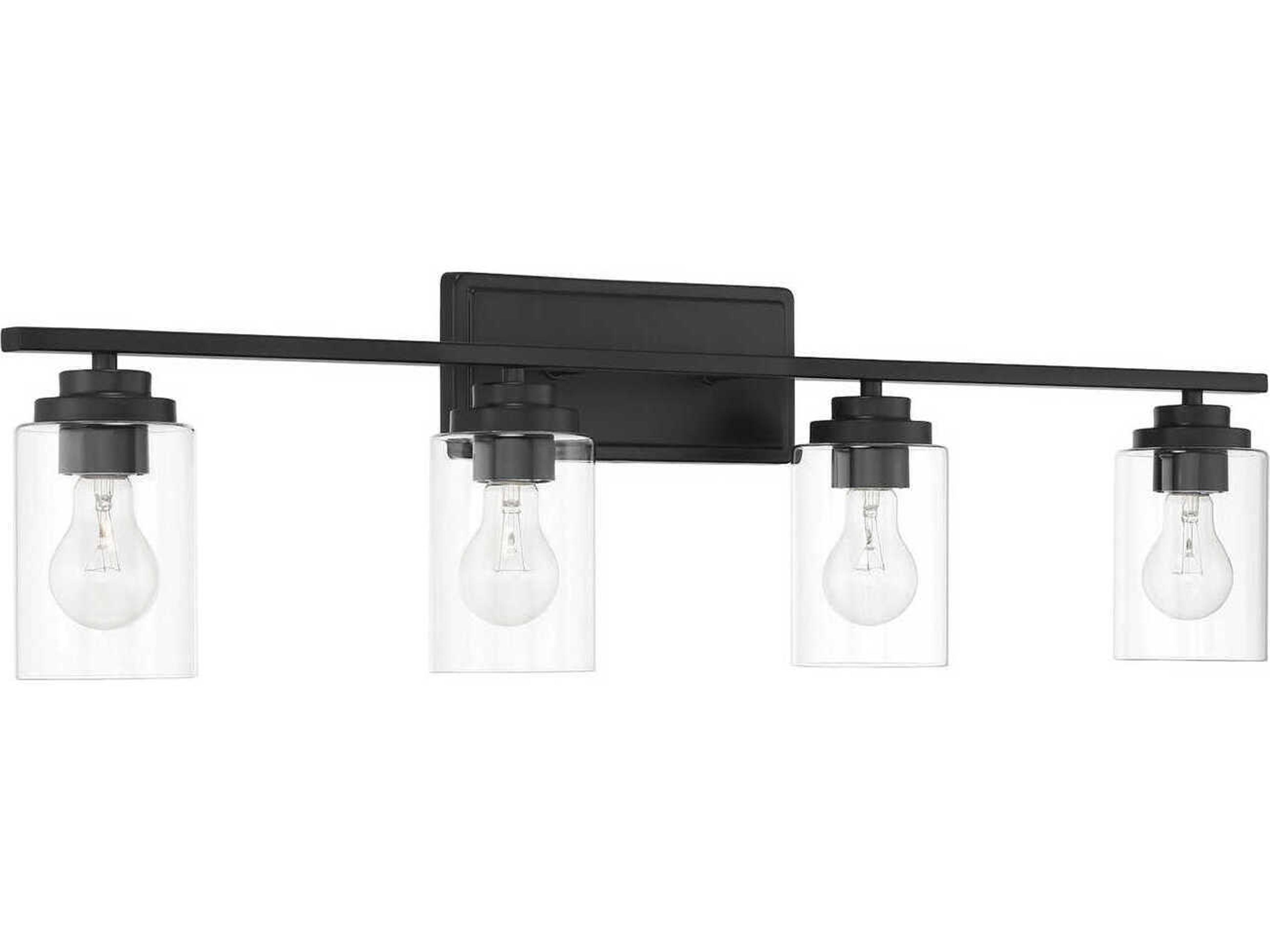 Clark 4-Light Flat Black Vanity Light