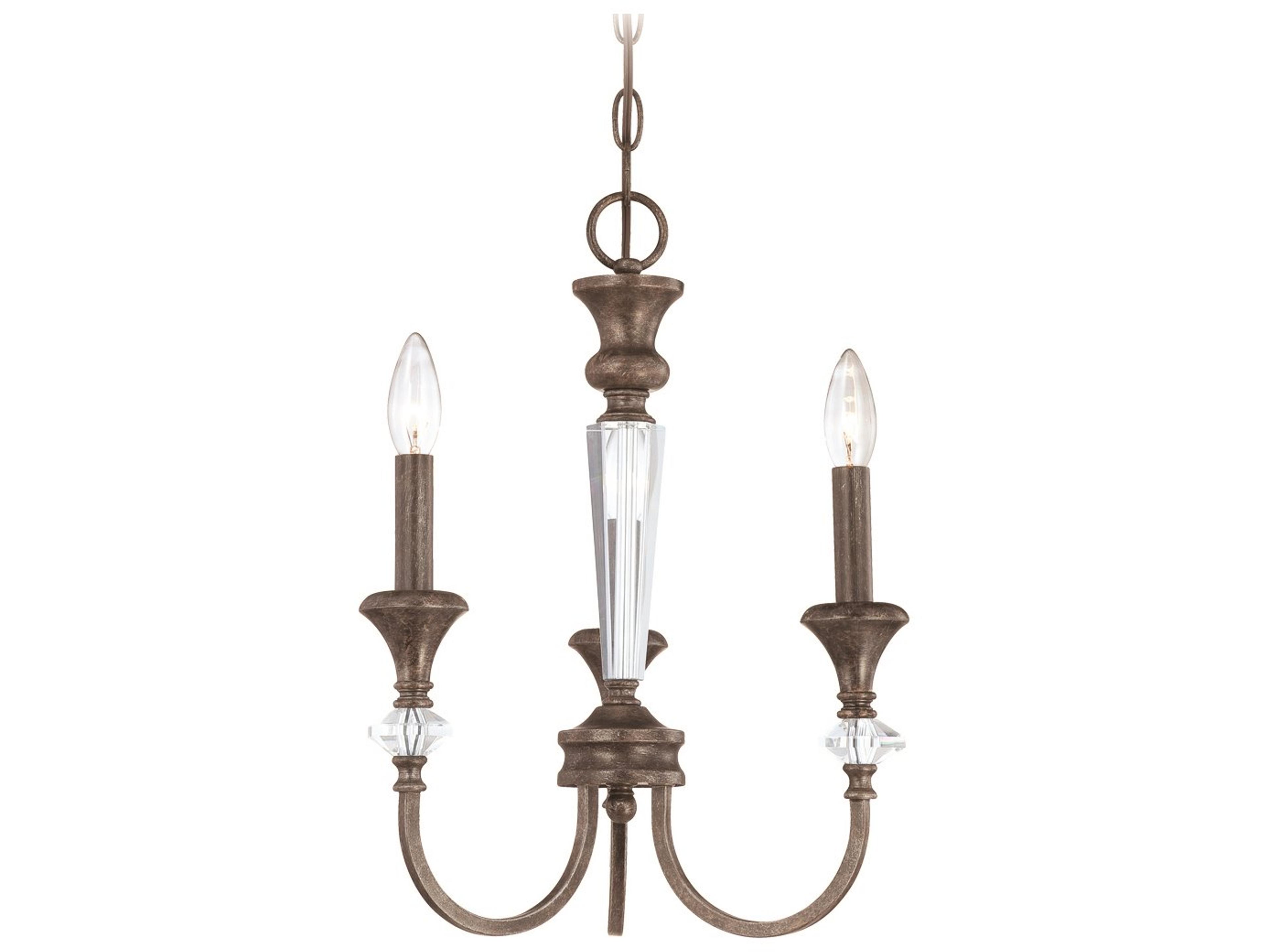 Boulevard 3-Light Mocha Bronze Silver Crystal Glass Candelabra Chandelier