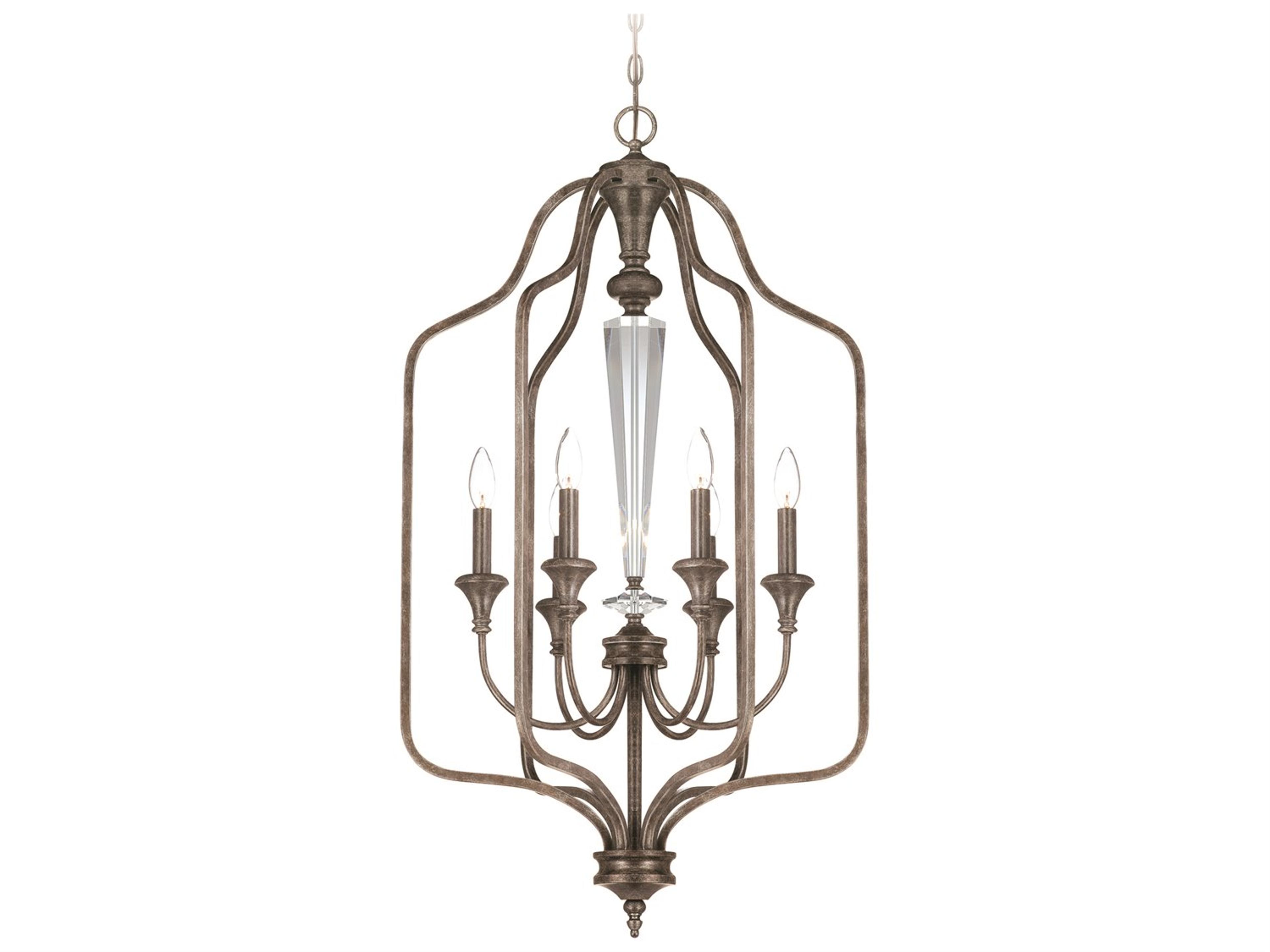 Boulevard 6-Light Mocha Bronze Silver Crystal Glass Candelabra Chandelier