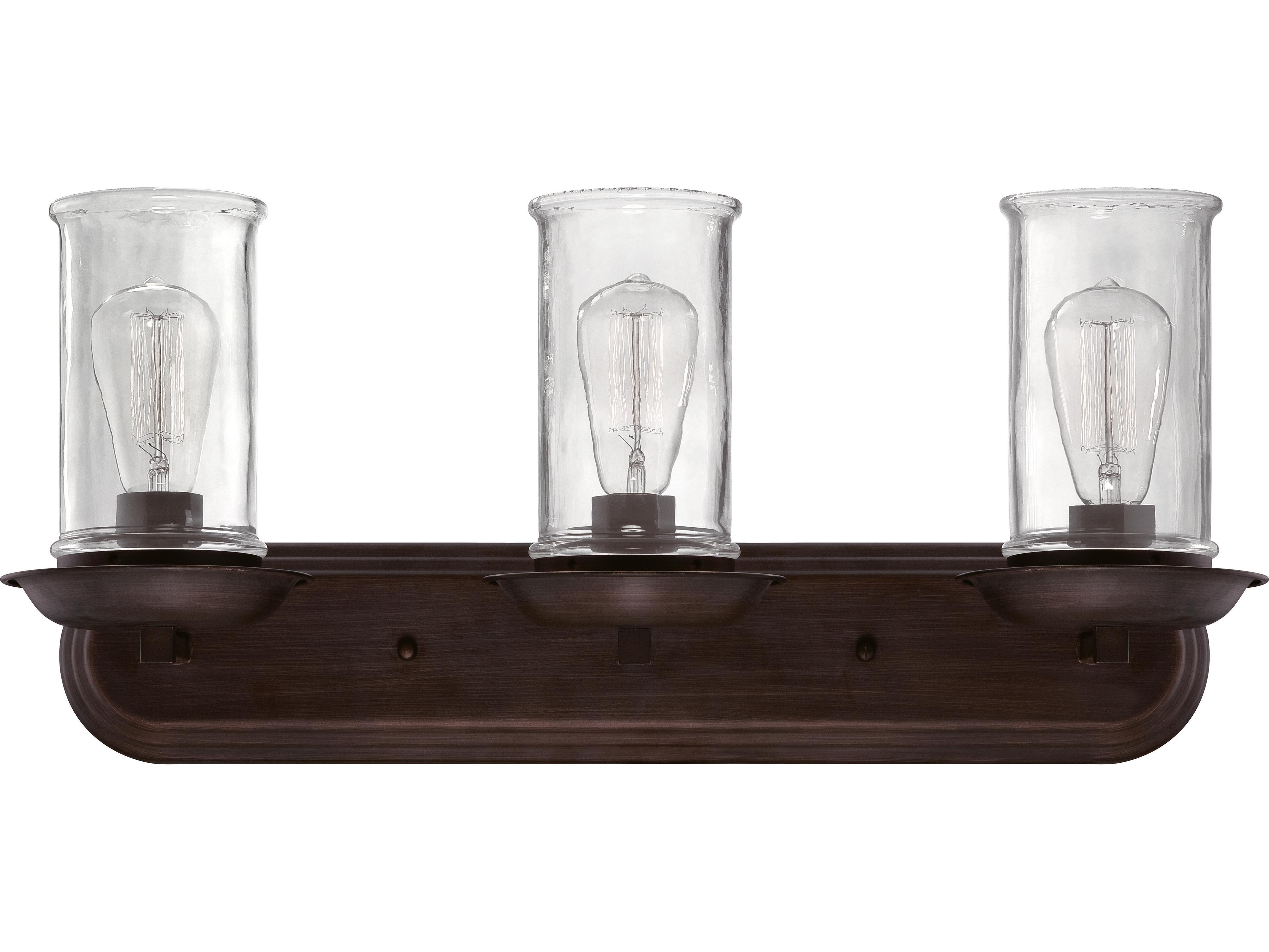 Thornton 3-Light Aged Bronze Brushed Glass Vanity Light