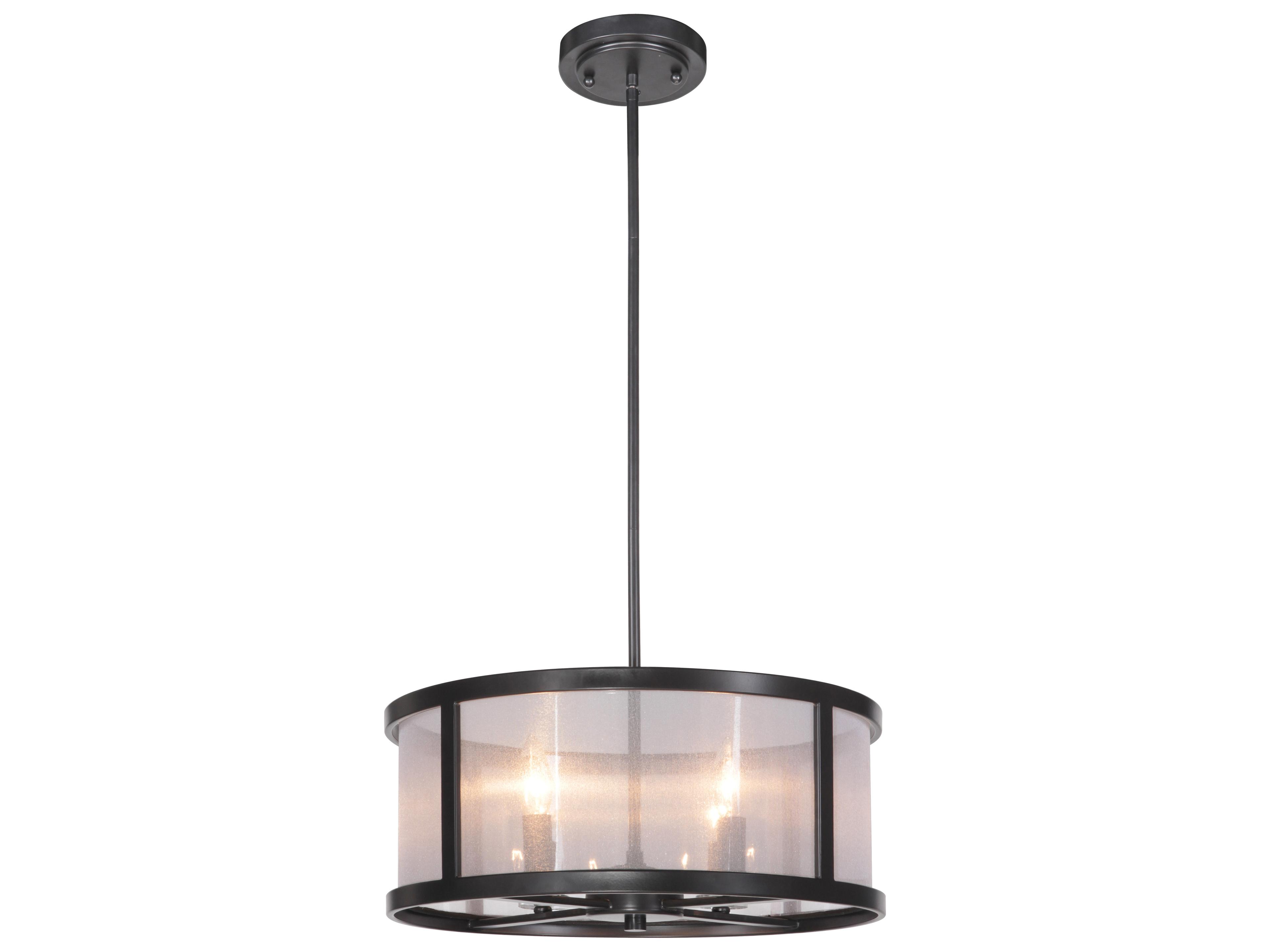 Danbury 4-Light Matte Black Glass Drum Pendant