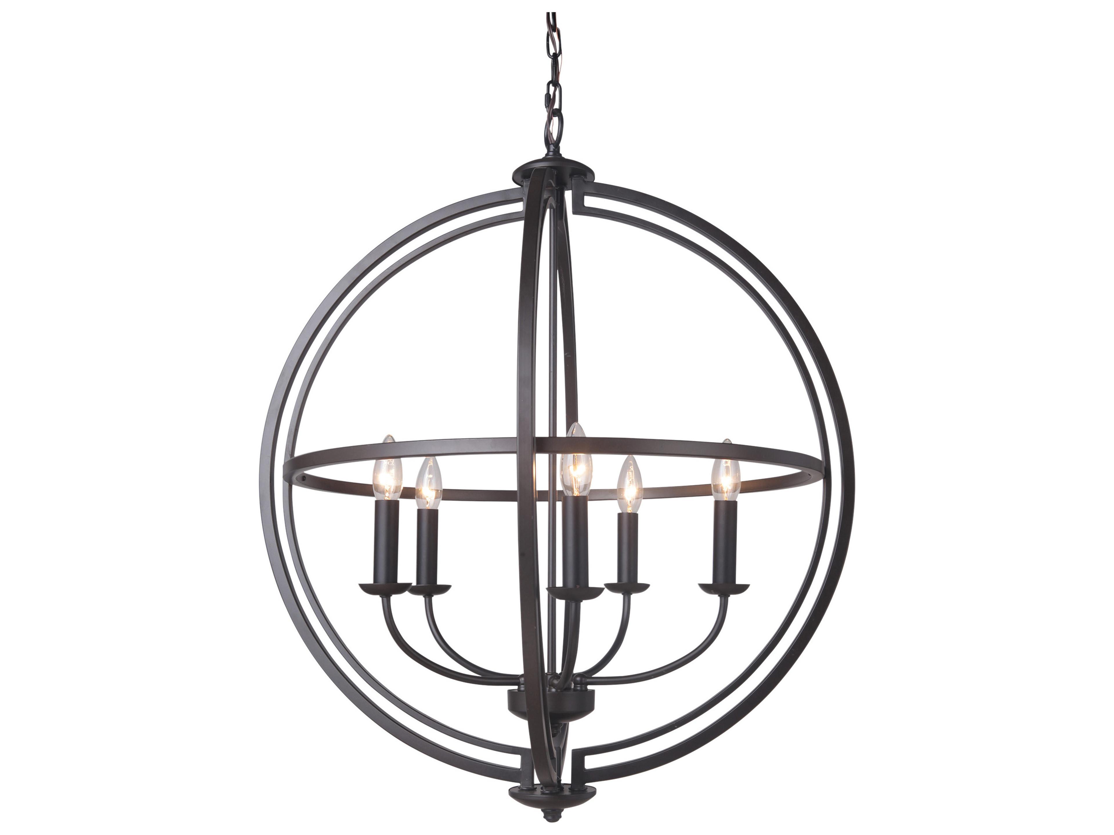 Craftmade Berkeley 5-Light Espresso Bronze Candelabra Globe Chandelier