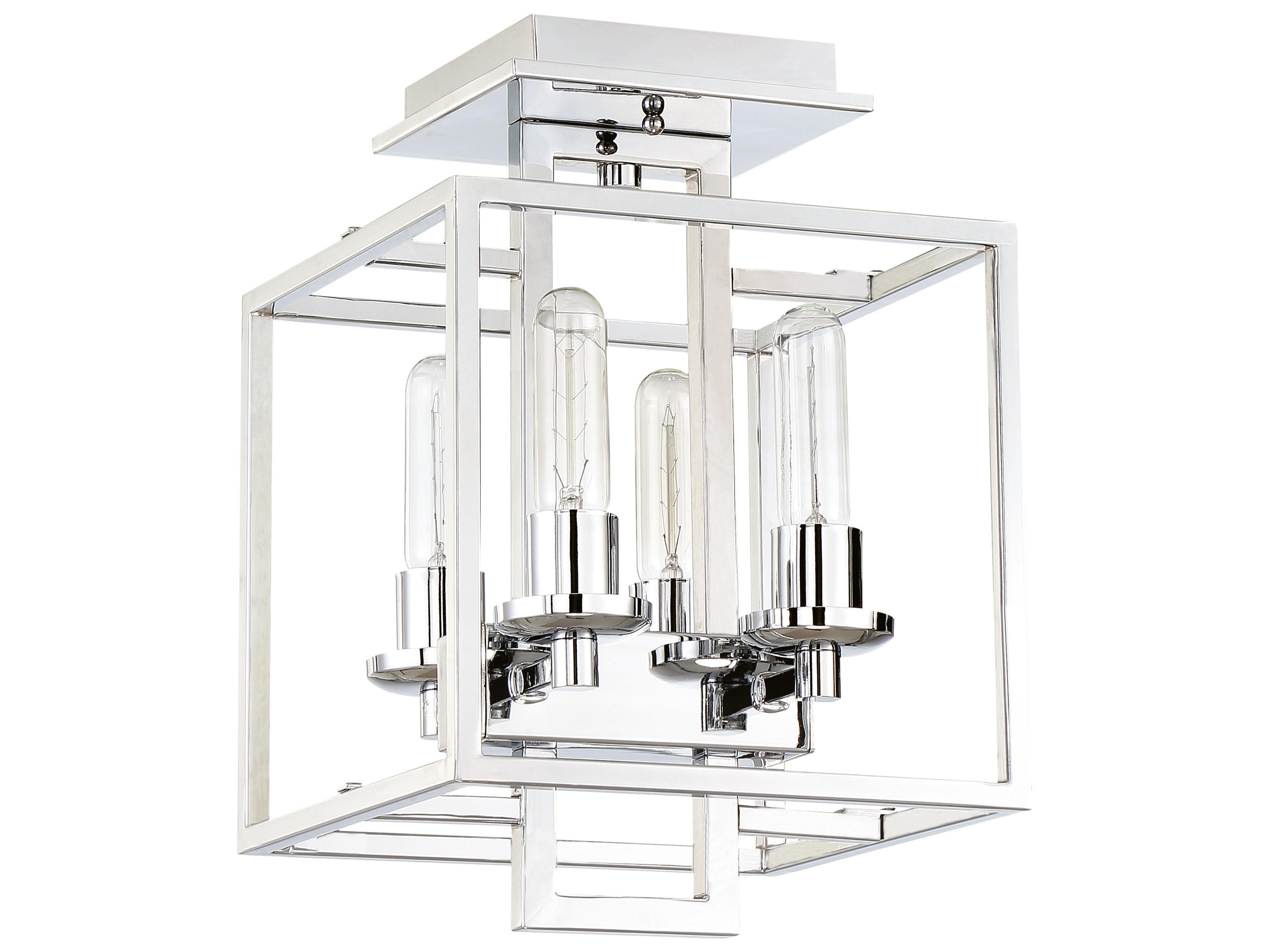 Cubic 4-Light Chrome Semi Flush Mount