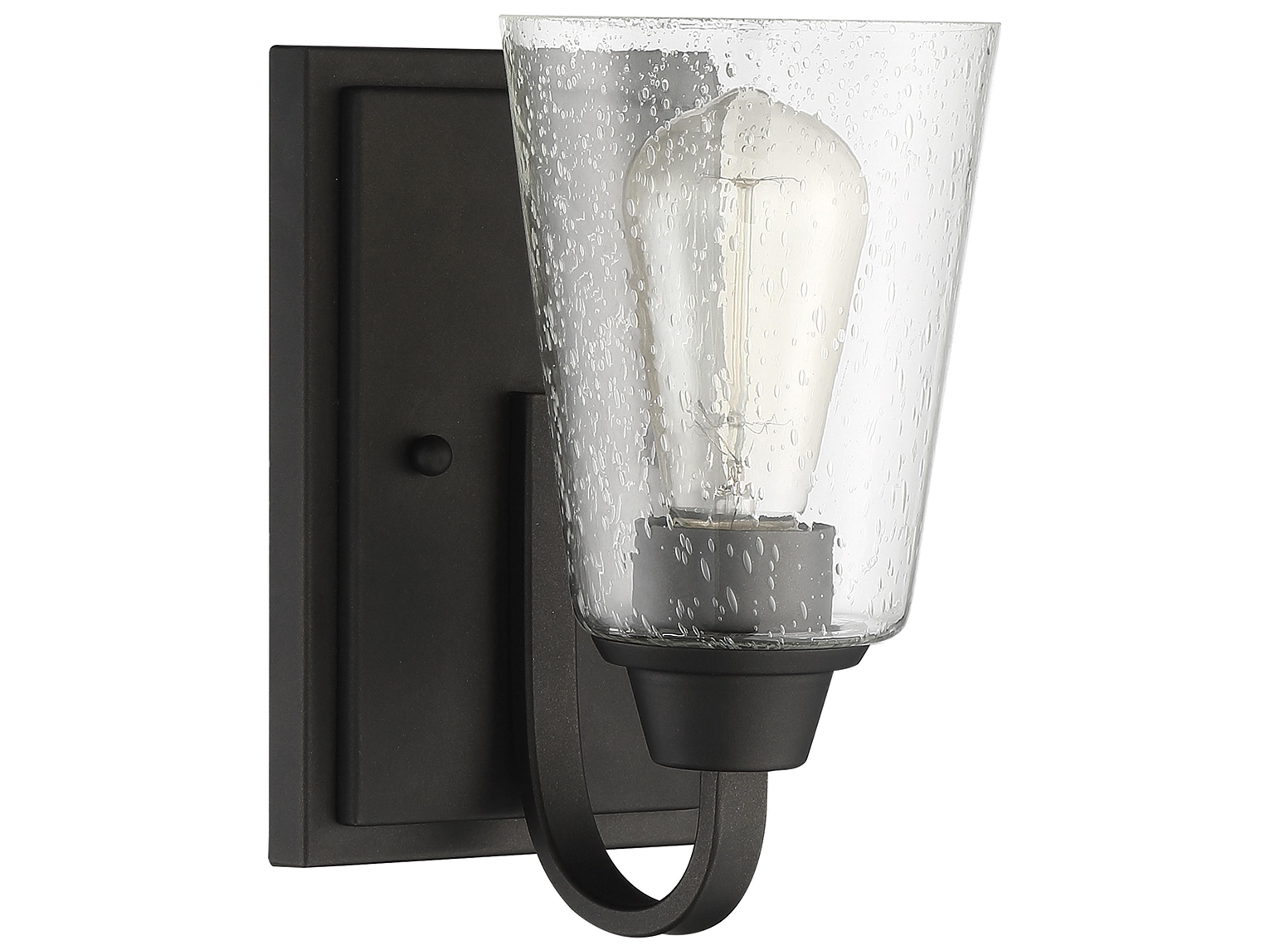 Grace 1-Light Espresso Black Glass Wall Sconce
