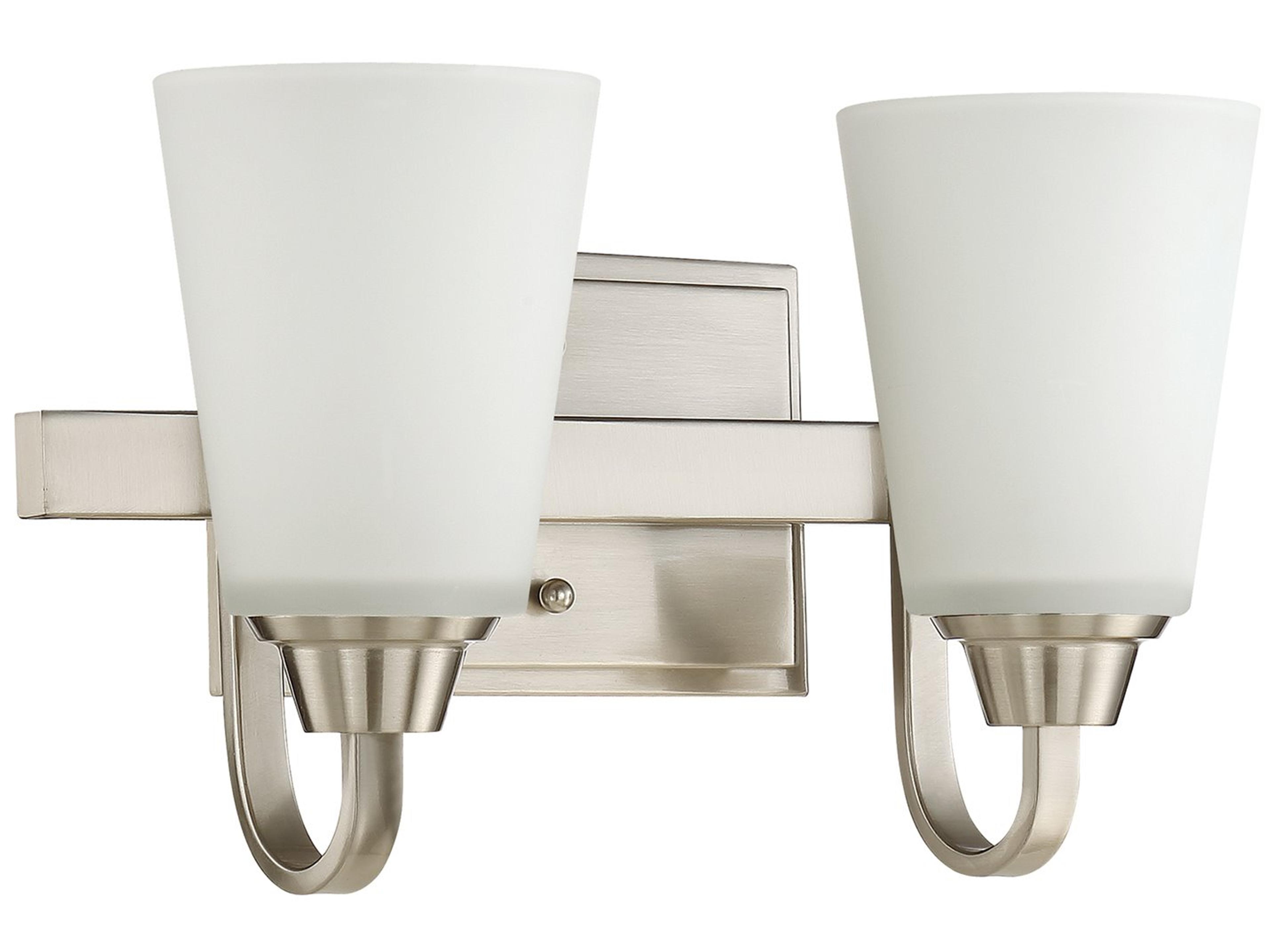 Grace 2-Light Brushed Polished Nickel Glass Vanity Light