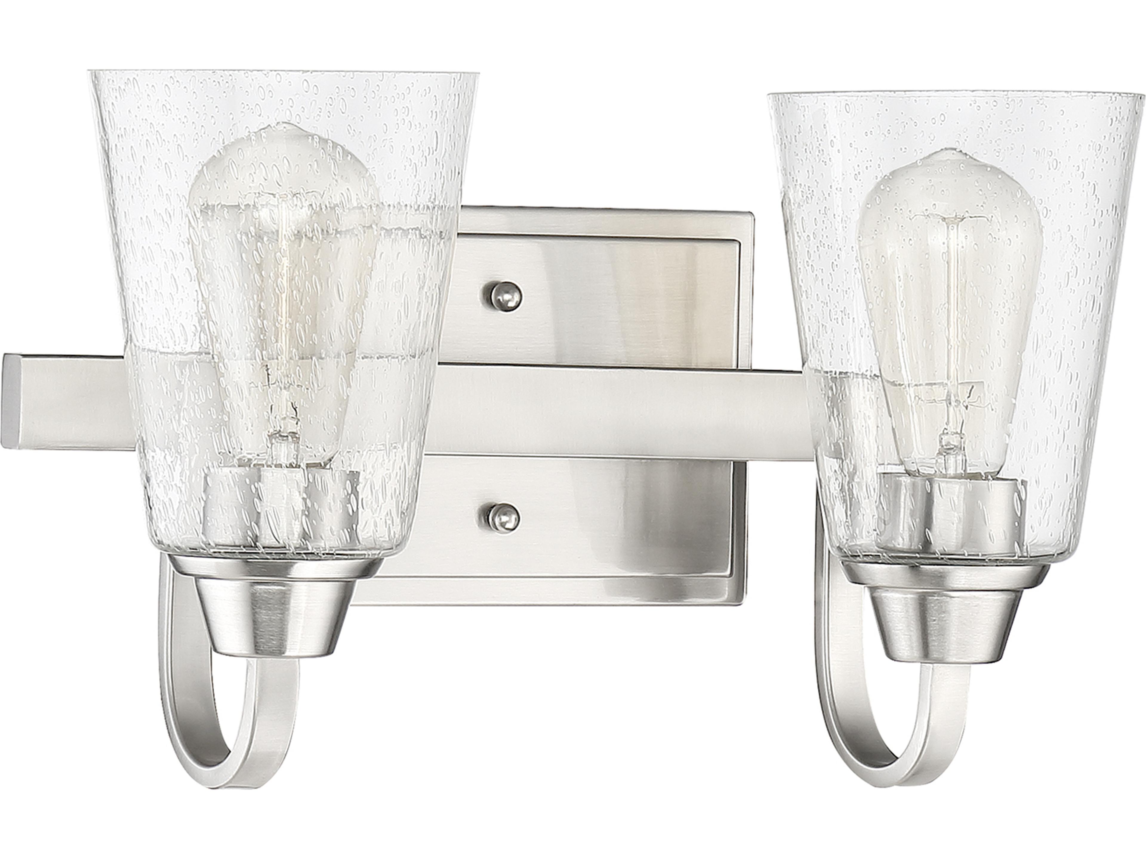 Grace 2-Light Brushed Polished Nickel Glass Vanity Light