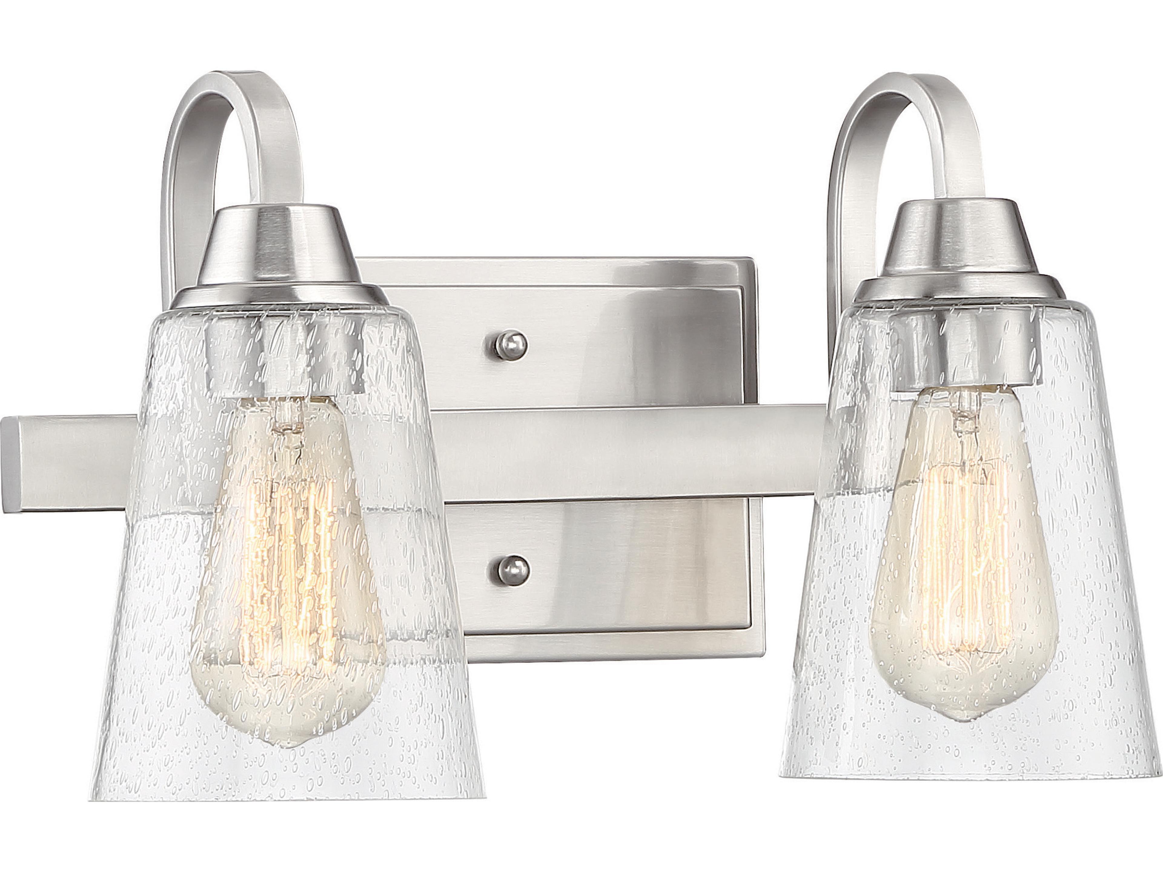 Craftmade Grace 2-Light Brushed Polished Nickel Glass Vanity Light