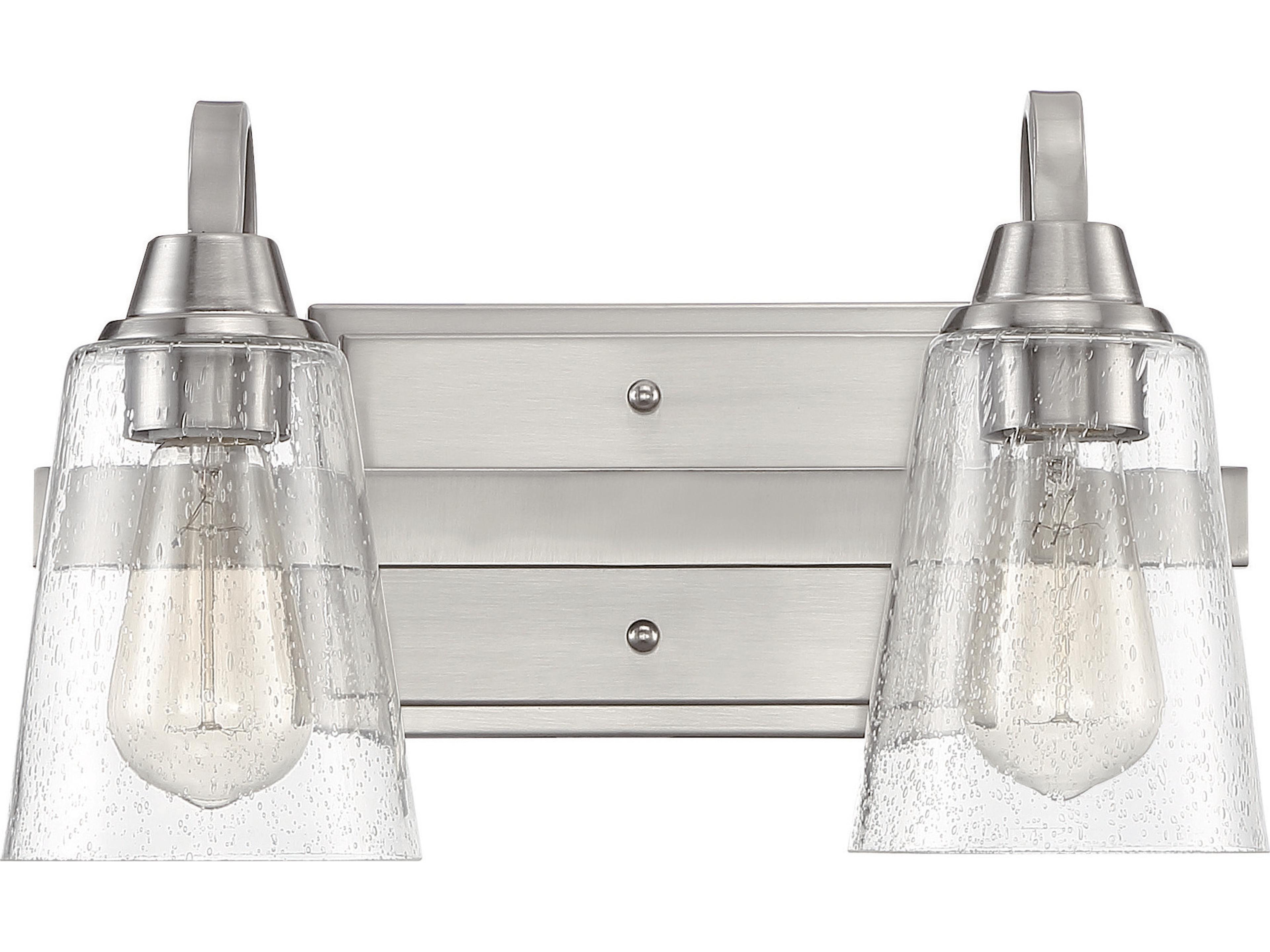 Craftmade Grace 2-Light Brushed Polished Nickel Glass Vanity Light
