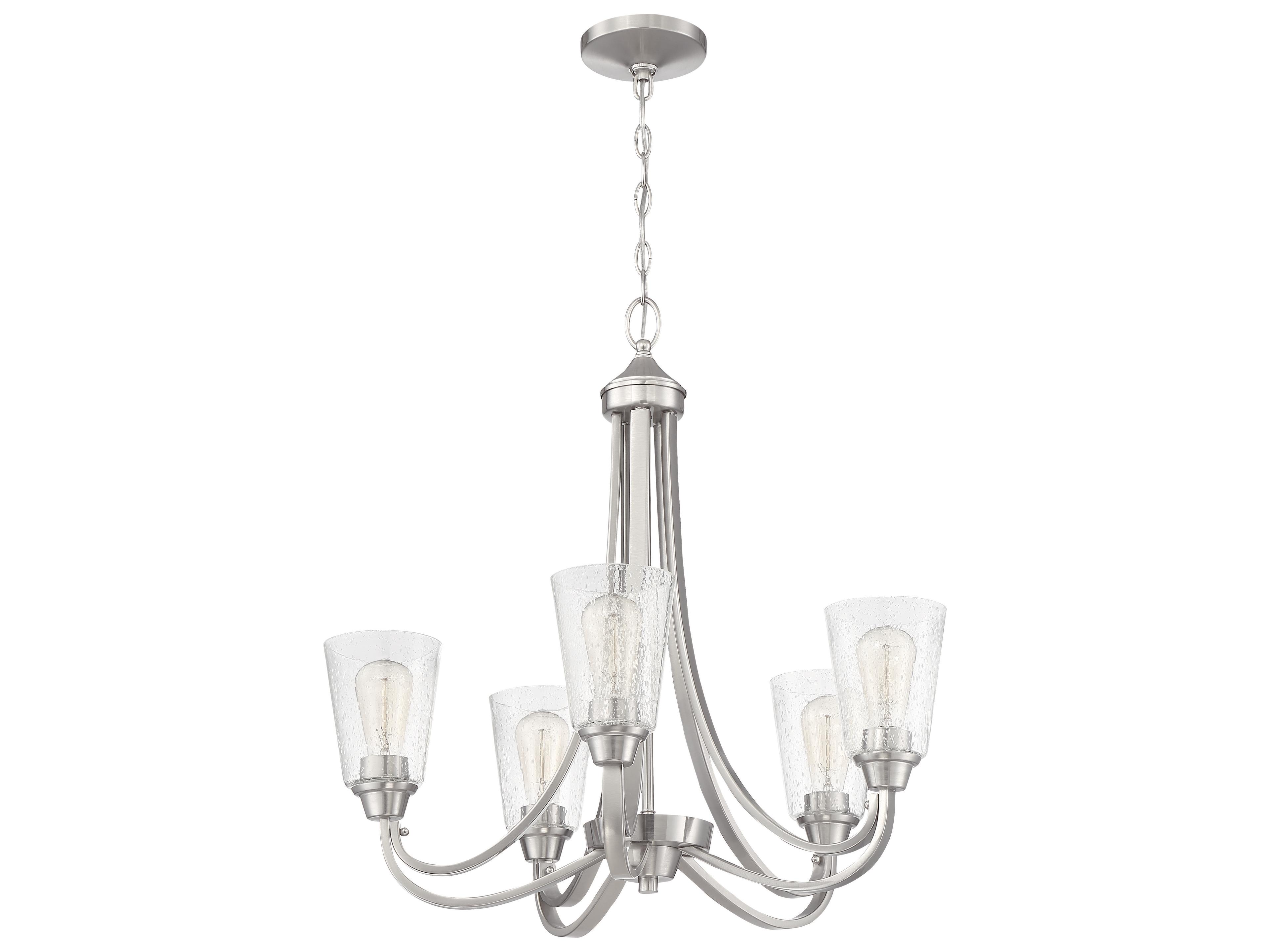 Grace 5-Light Brushed Polished Nickel Glass Bell Chandelier