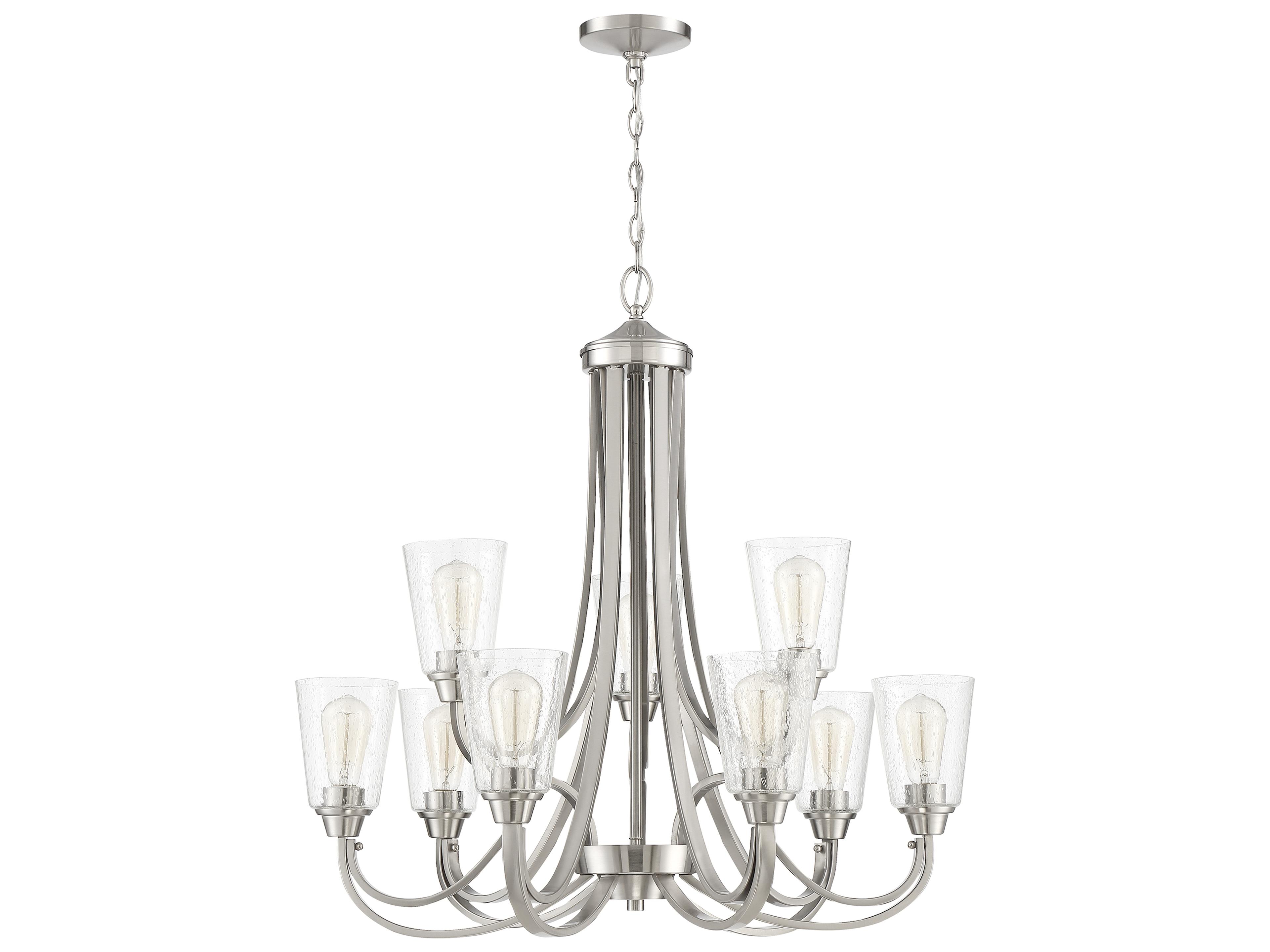 Grace 9-Light Brushed Polished Nickel Glass Bell Chandelier