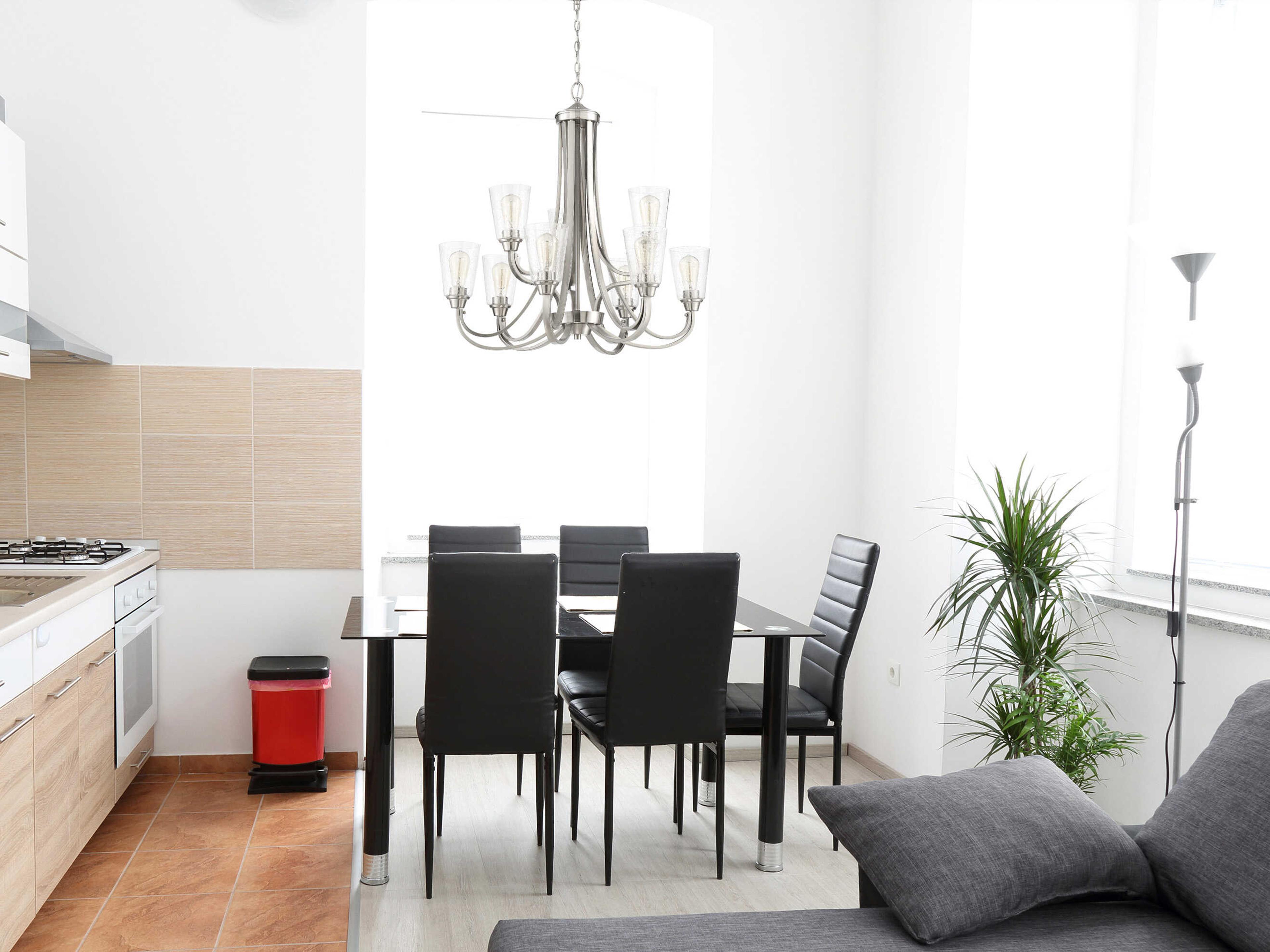 Craftmade Grace 9-Light Brushed Polished Nickel Glass Bell Chandelier