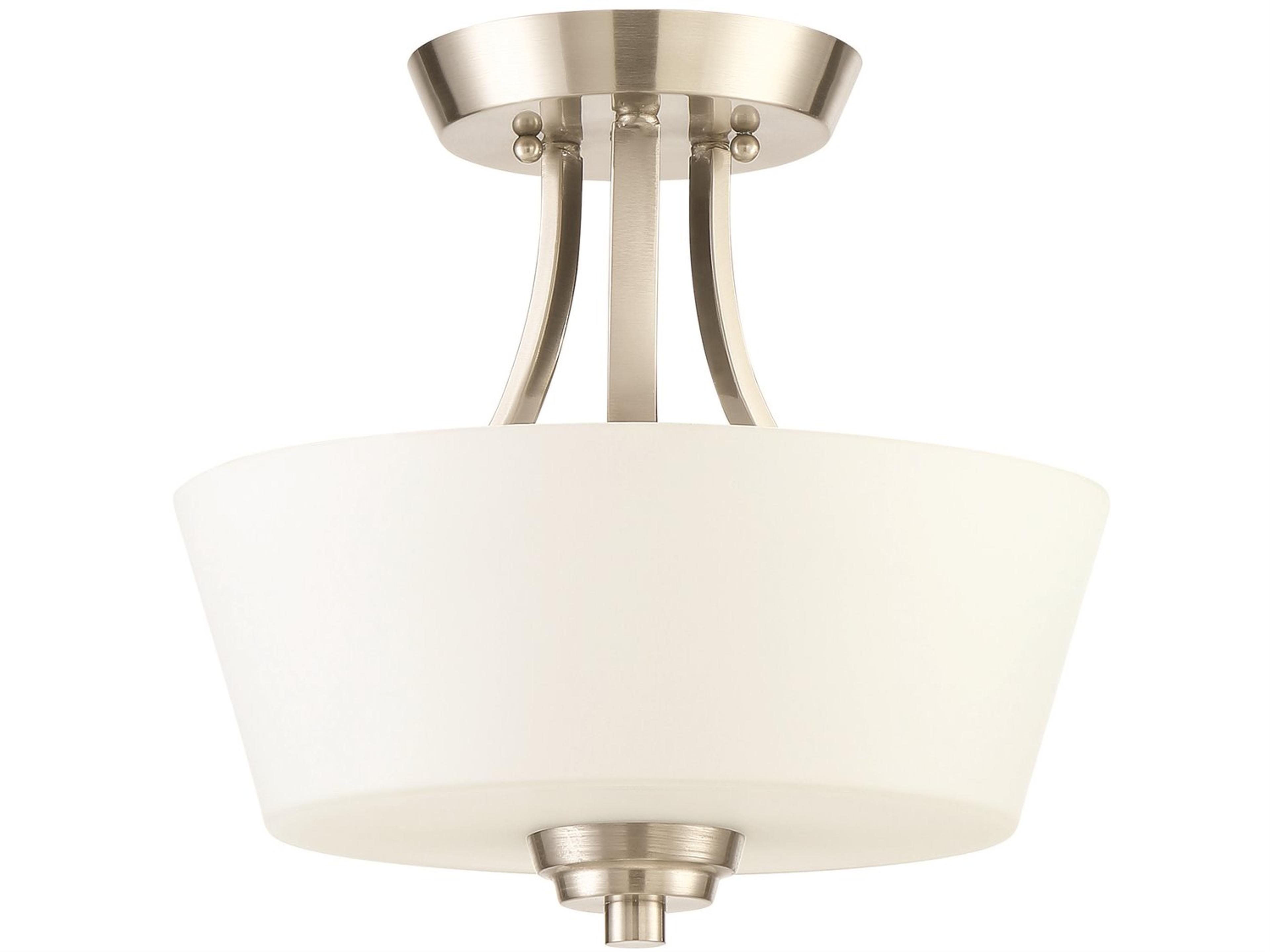 Grace 2-Light Brushed Polished Nickel Glass Semi Flush Mount
