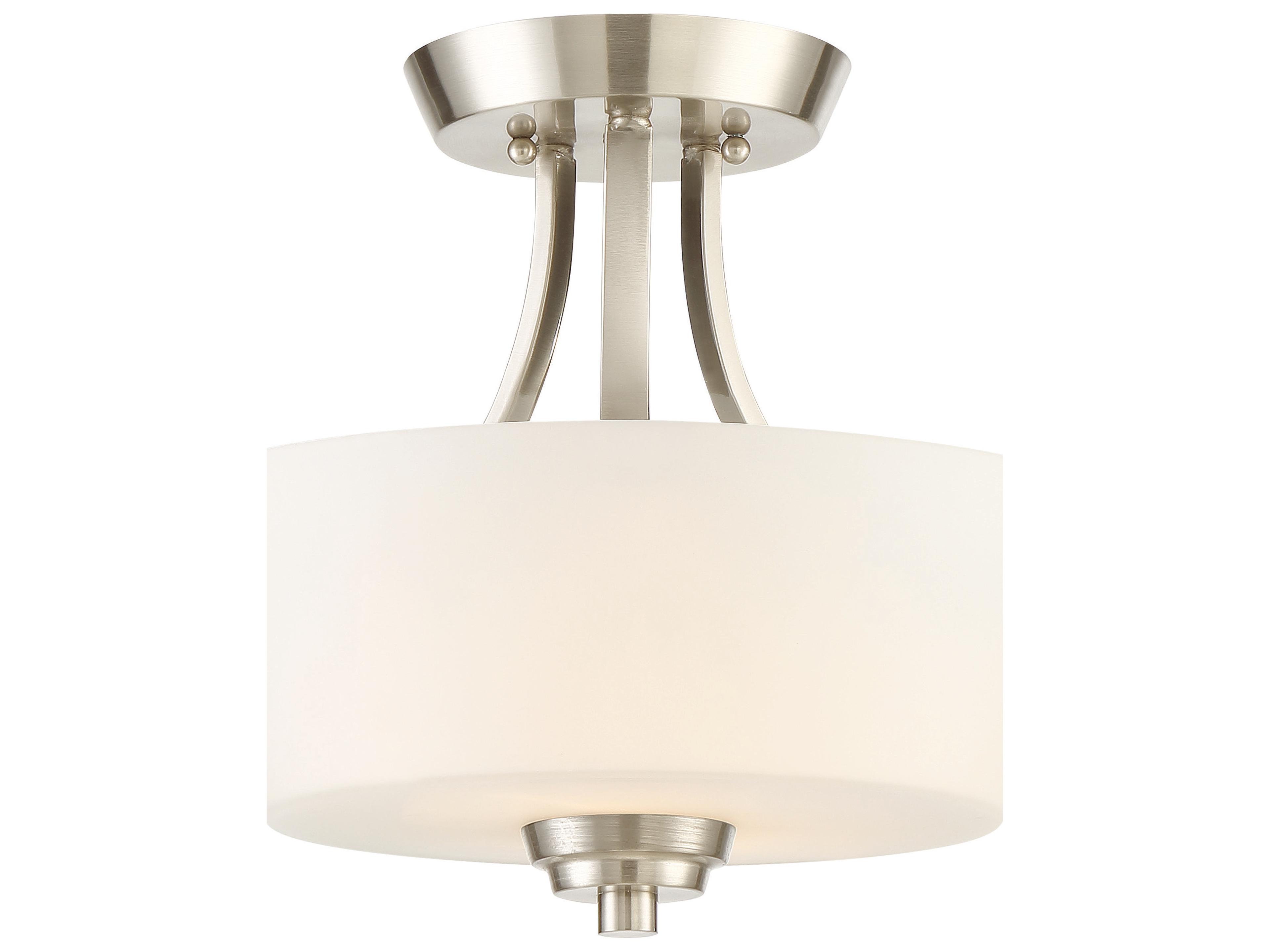 Craftmade Grace 2-Light Brushed Polished Nickel Glass Semi Flush Mount
