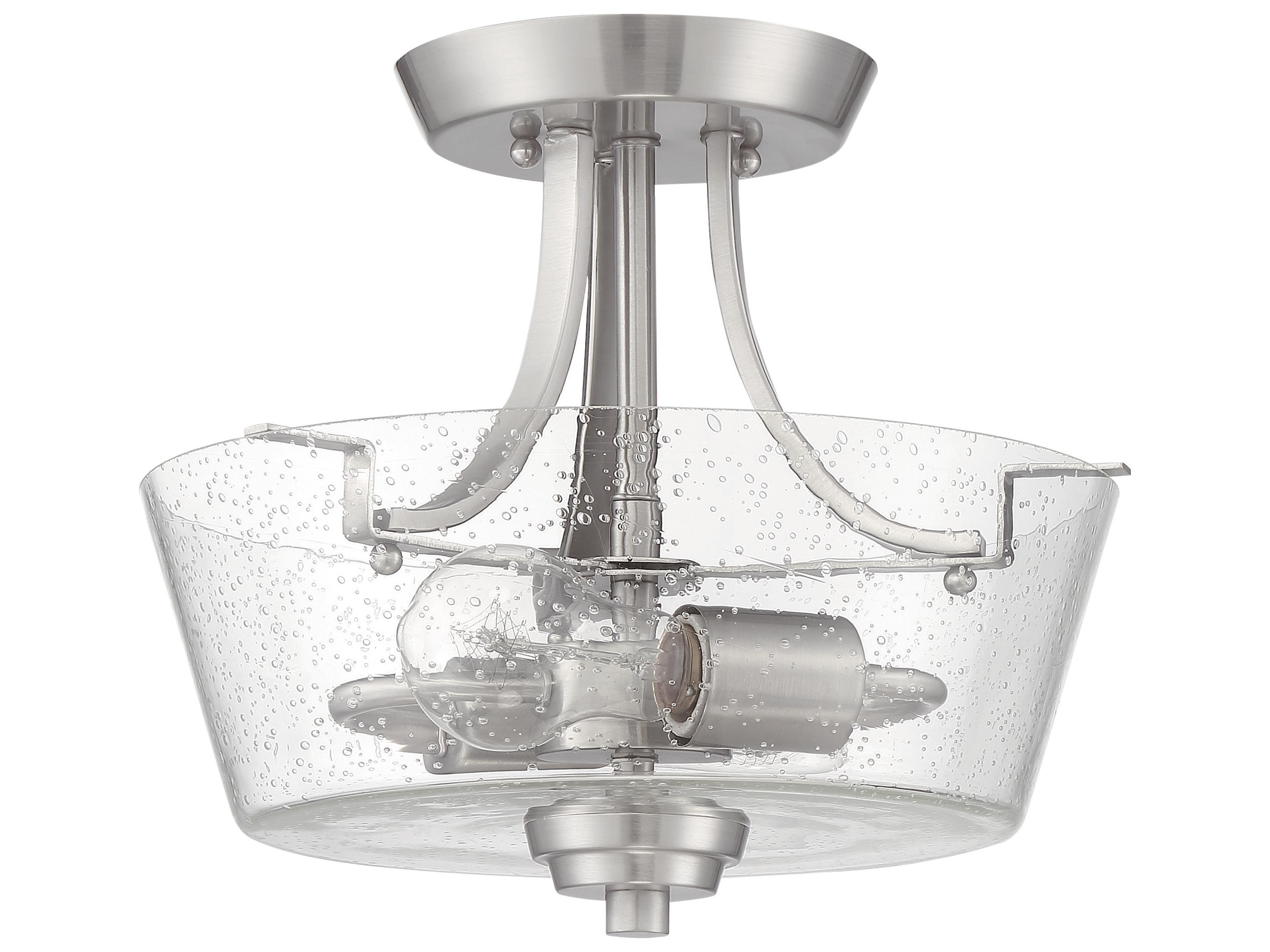 Grace 2-Light Brushed Polished Nickel Glass Semi Flush Mount