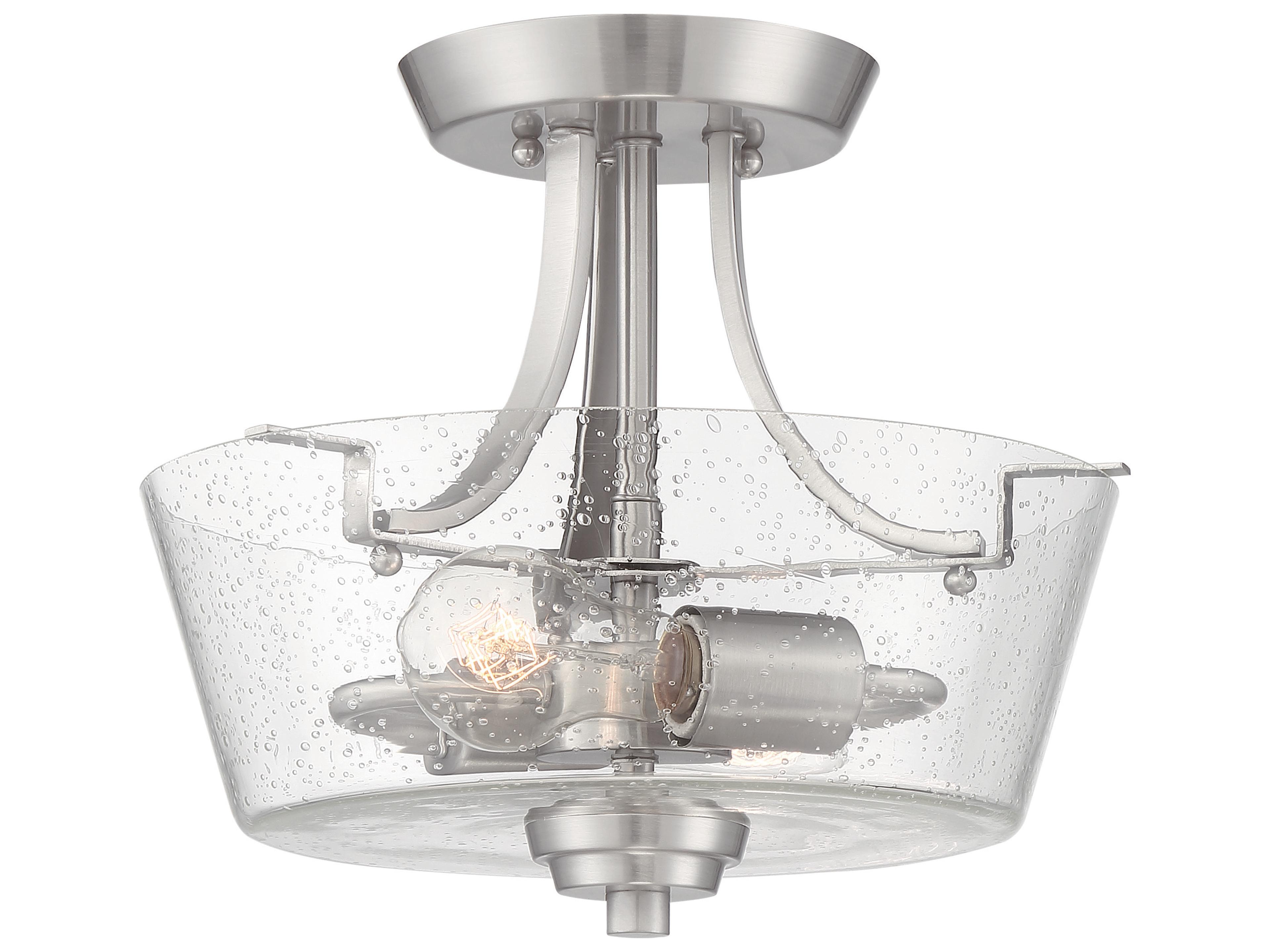 Craftmade Grace 2-Light Brushed Polished Nickel Glass Semi Flush Mount
